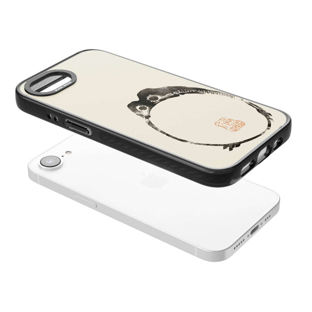 Matsumoto Hoji Round Frog iPhone 16e / iPhone 17e Impact Black Phone Case angled