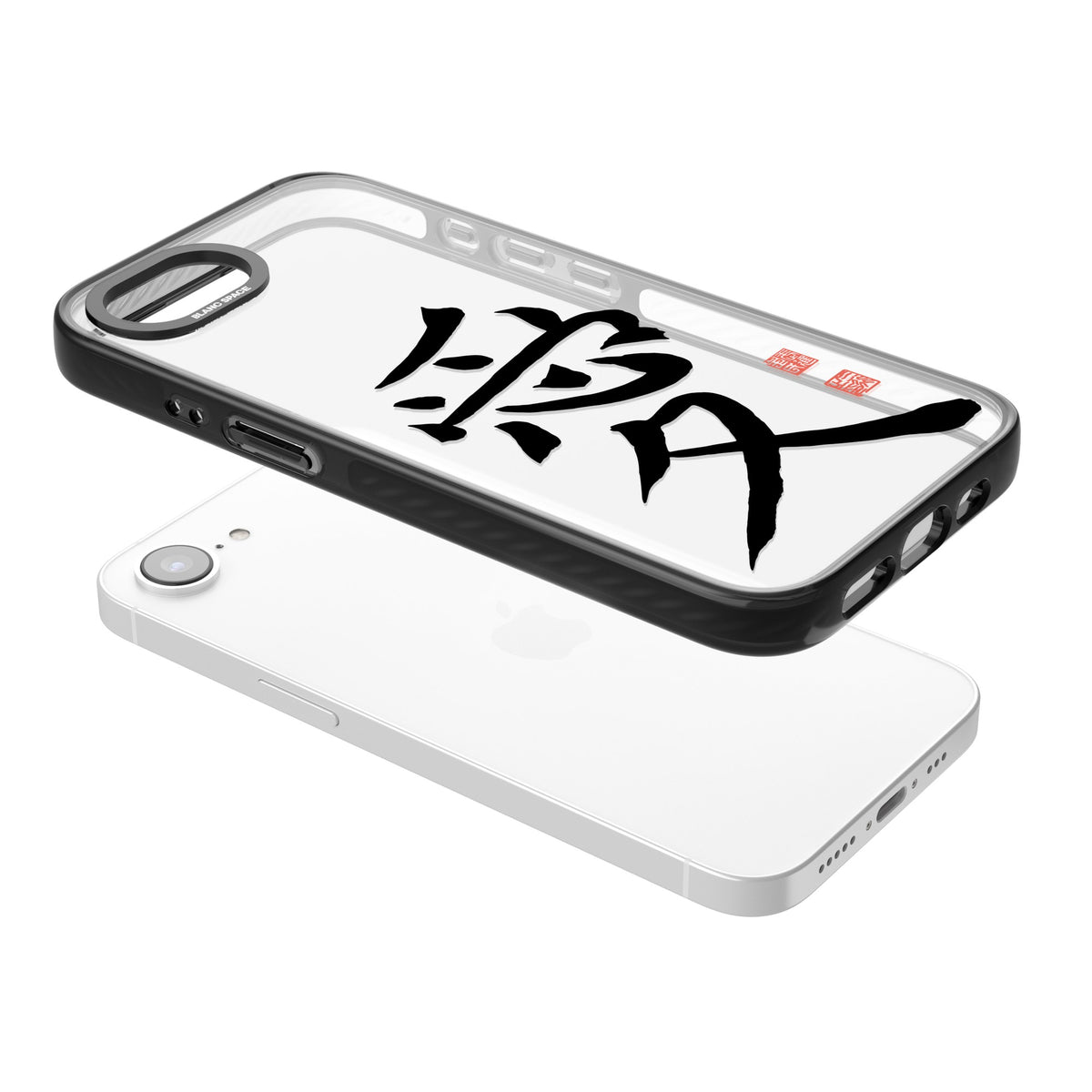 Japanese Kanji - Love iPhone 16e / iPhone 17e Impact Black Phone Case angled