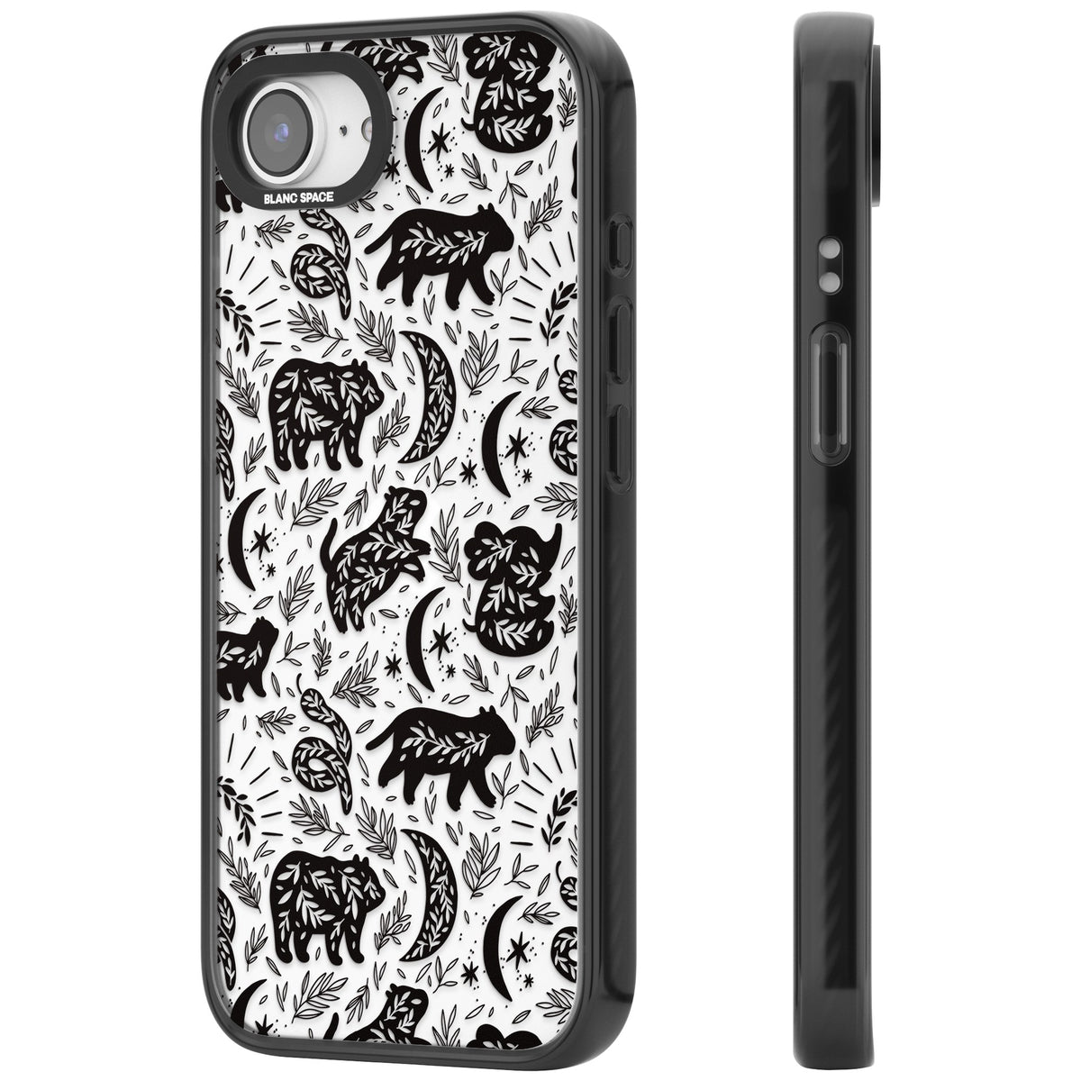 Midnight Forest Animals iPhone 16e / iPhone 17e Impact Black Phone Case side