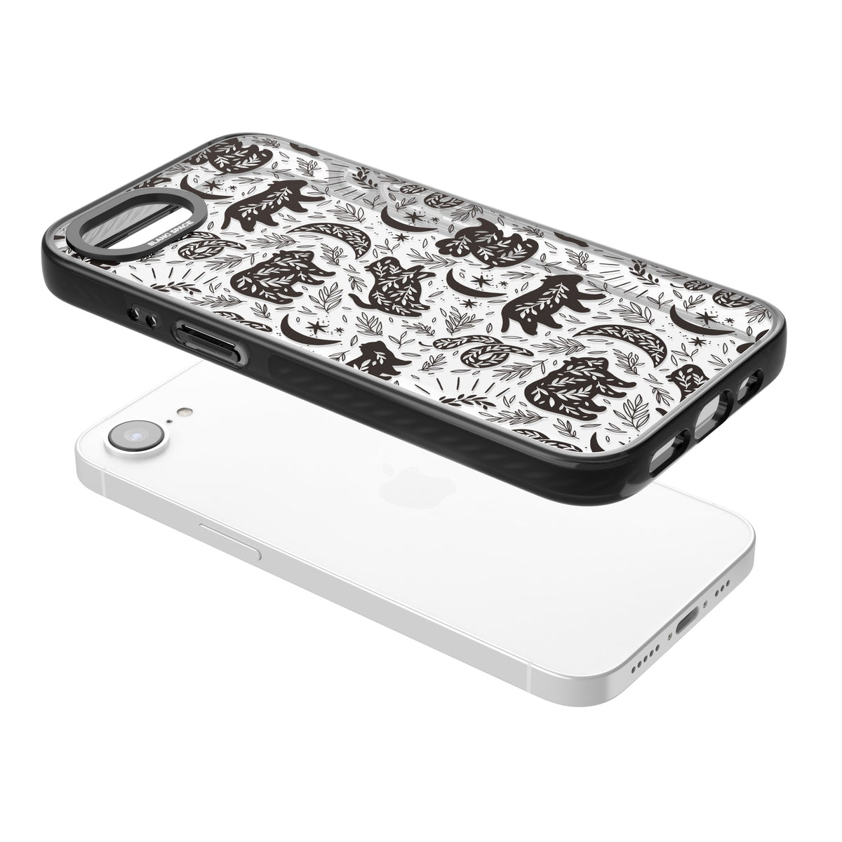 Midnight Forest Animals iPhone 16e / iPhone 17e Impact Black Phone Case angled