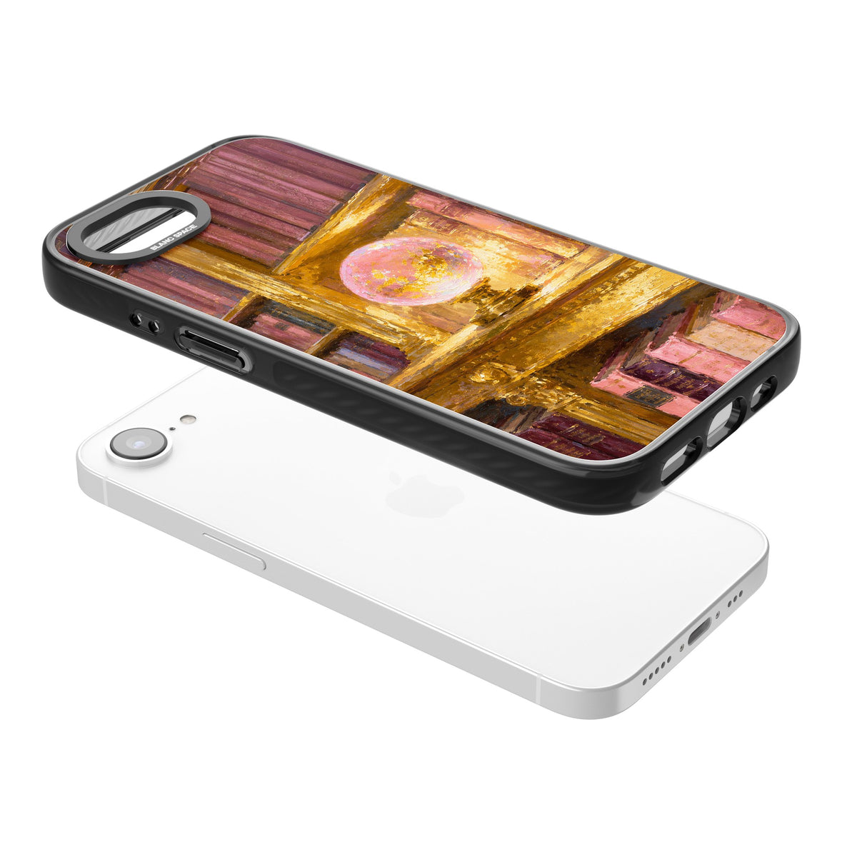 Gilded Library iPhone 16e / iPhone 17e Impact Black Phone Case angled