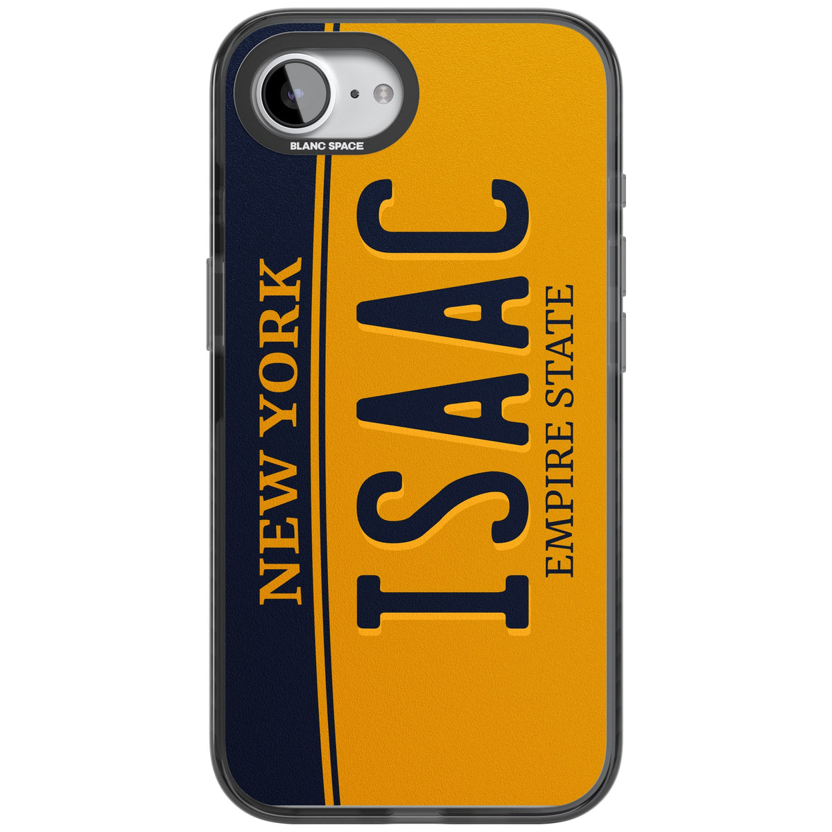 Personalised New York License Plate iPhone 16e / iPhone 17e Impact Black Phone Case front