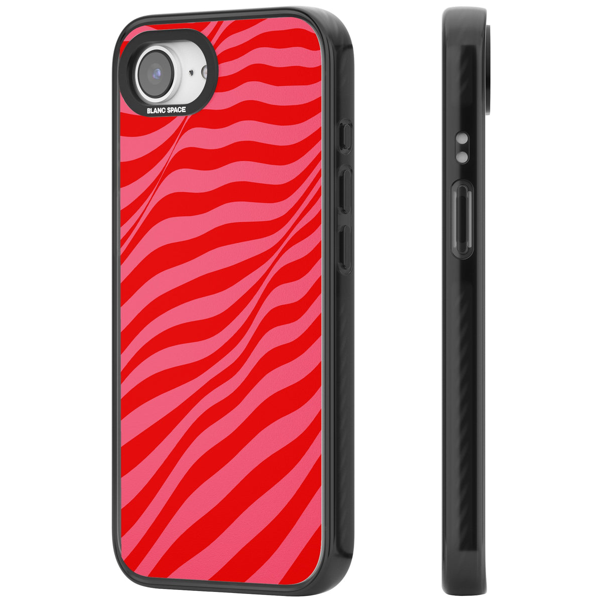 Raspberry Ripple iPhone 16e / iPhone 17e Impact Black Phone Case side