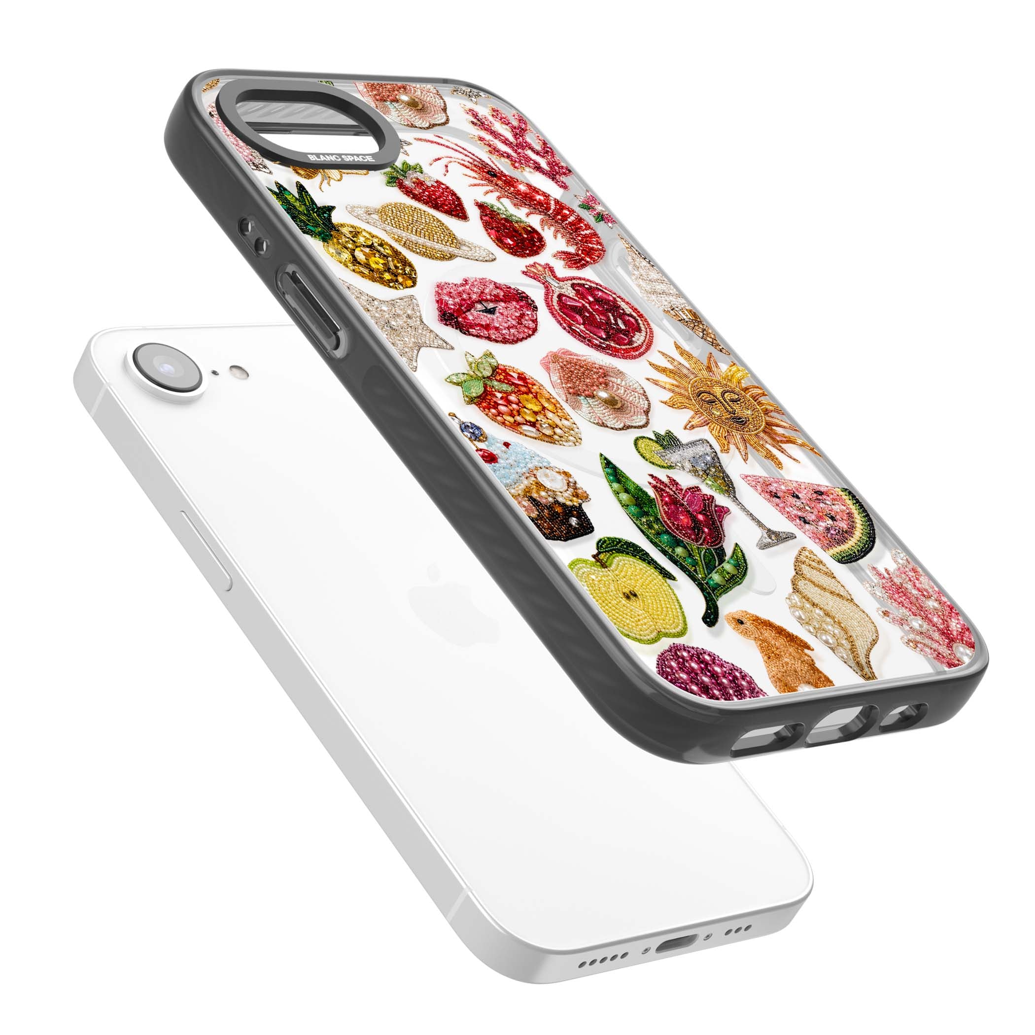 Beaded Riviera coquette iPhone case | Black Impact Magsafe case for iPhone 16e, iPhone 17e