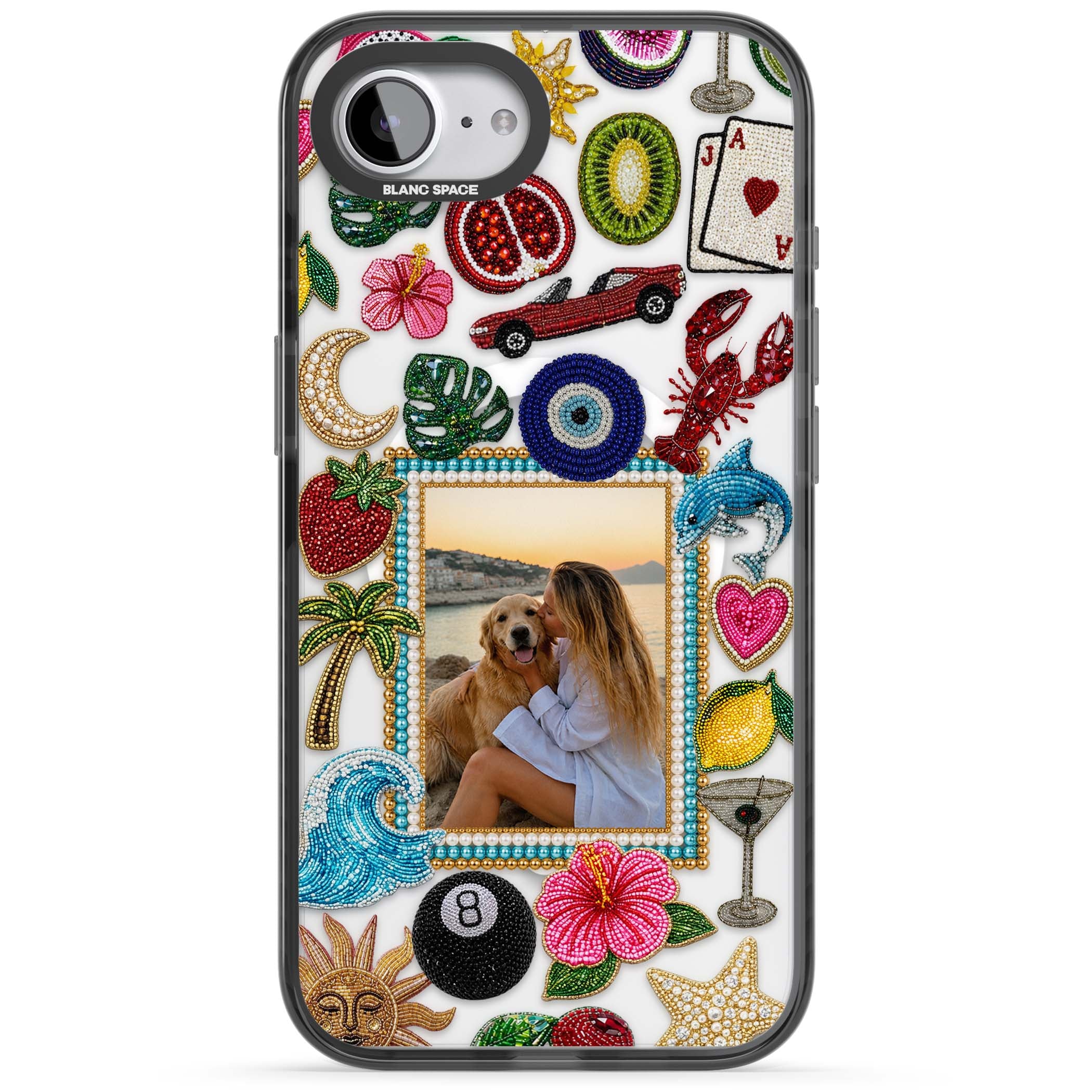 Beaded Photo coastal iPhone case | Black Impact Magsafe case for iPhone 16e, iPhone 17e
