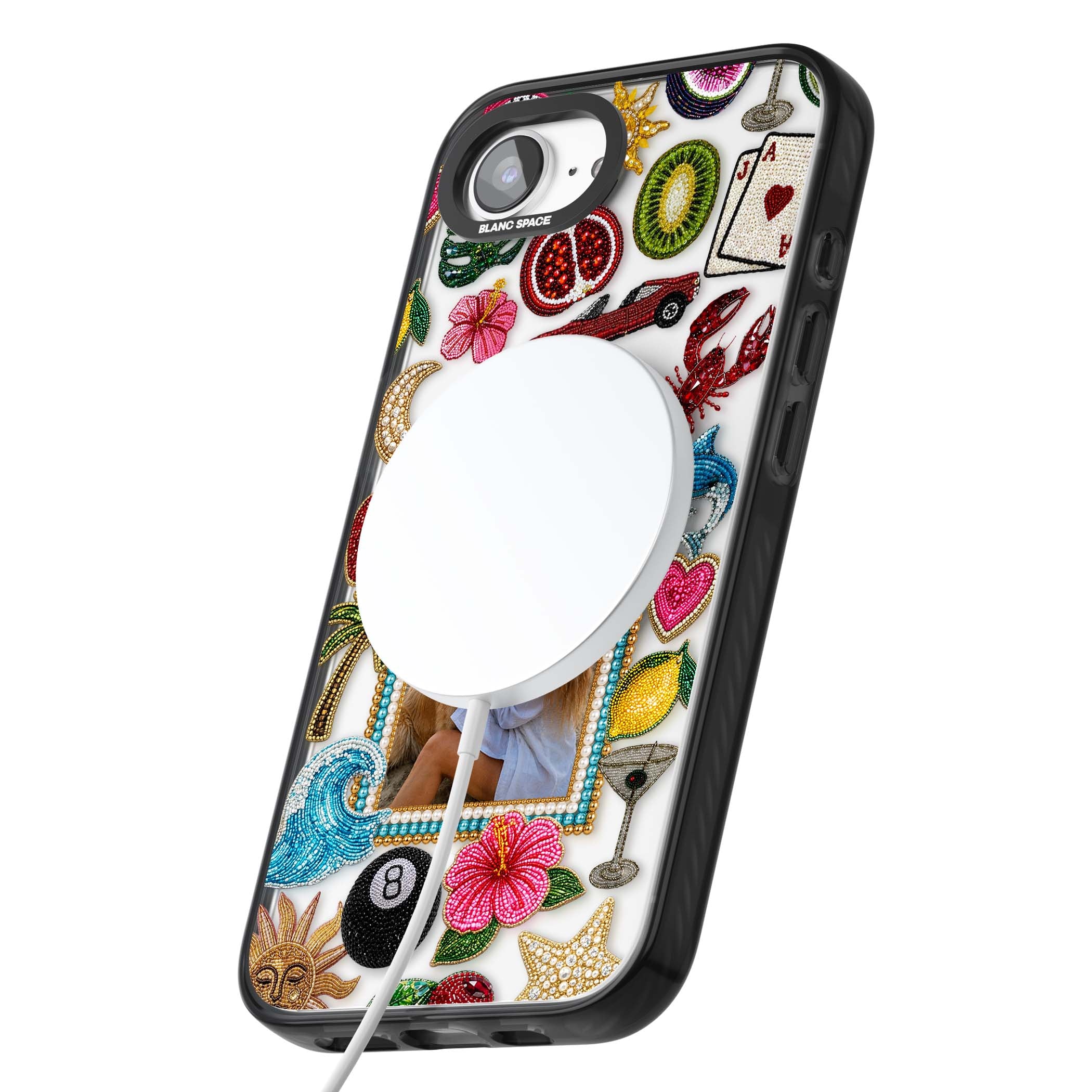 Beaded Photo coastal iPhone case | Black Impact Magsafe case for iPhone 16e, iPhone 17e