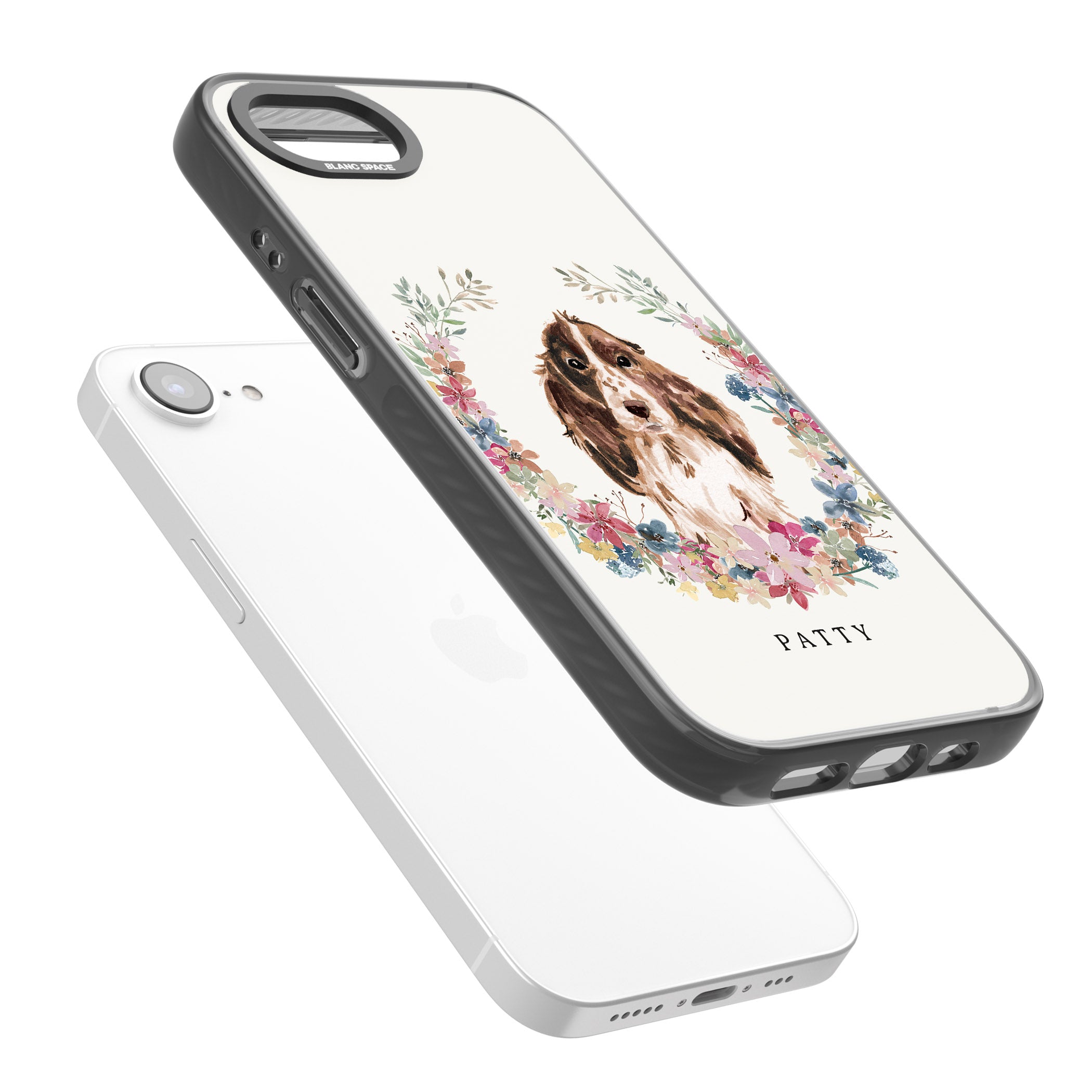 Personalised Cocker Spaniel Floral Portrait