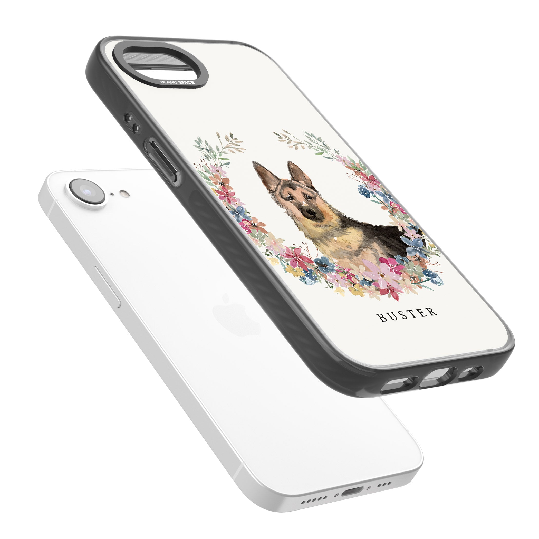 Personalised German Shepherd Floral Portrait