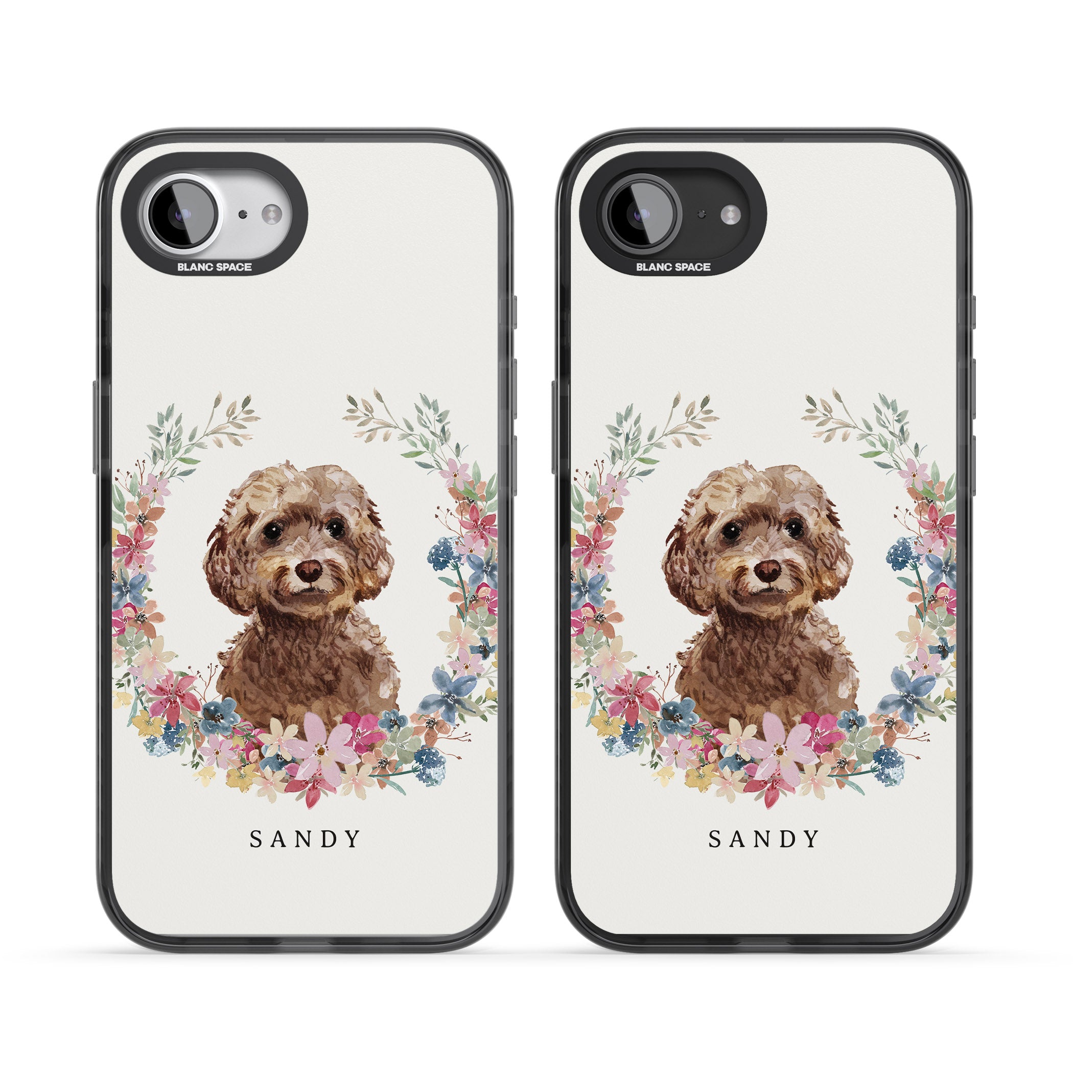 Personalised Brown Cockapoo Floral Portrait