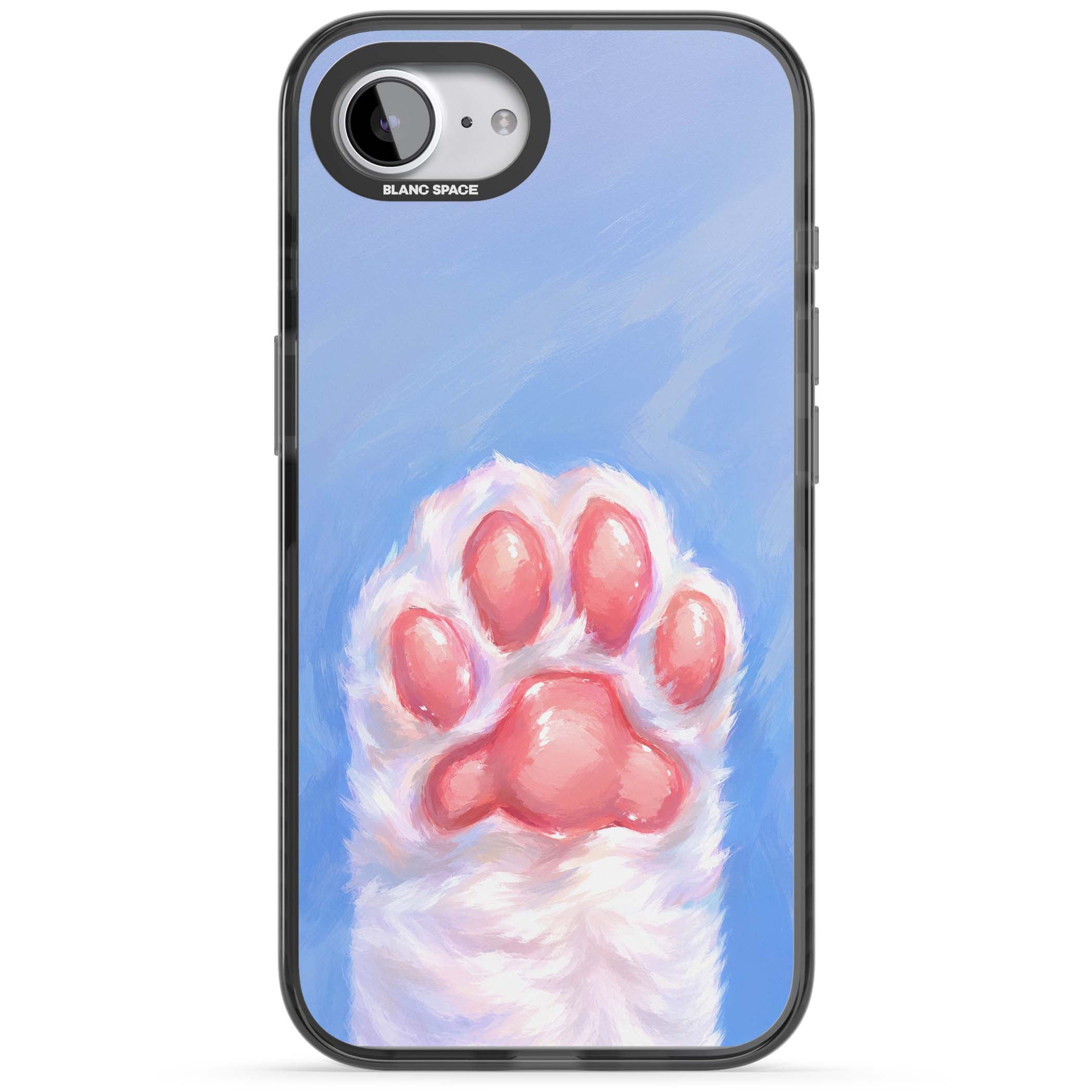 Soft White Paw cute iPhone case | Black Impact Magsafe case for iPhone 16e, iPhone 17e
