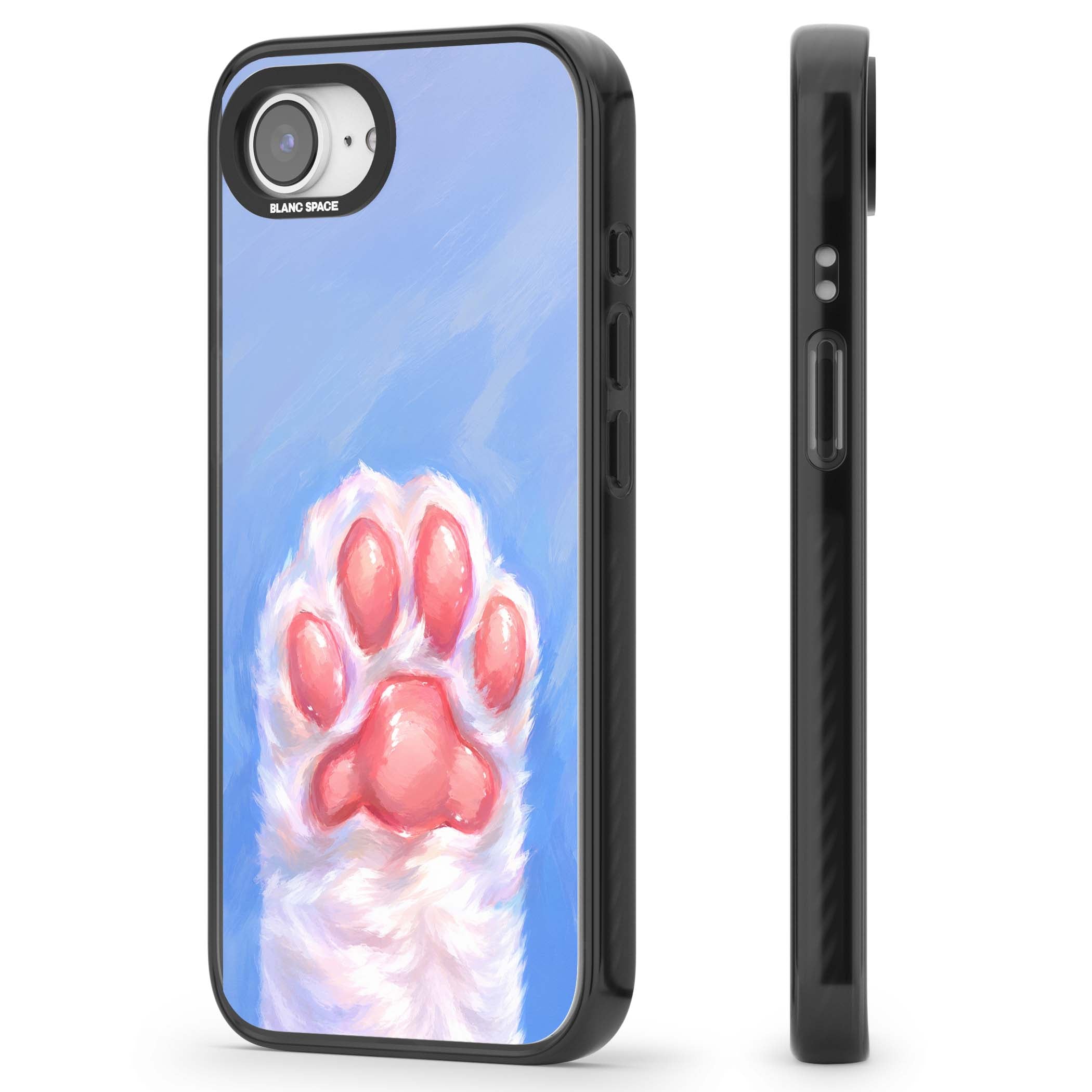 Soft White Paw cute iPhone case | Black Impact Magsafe case for iPhone 16e, iPhone 17e