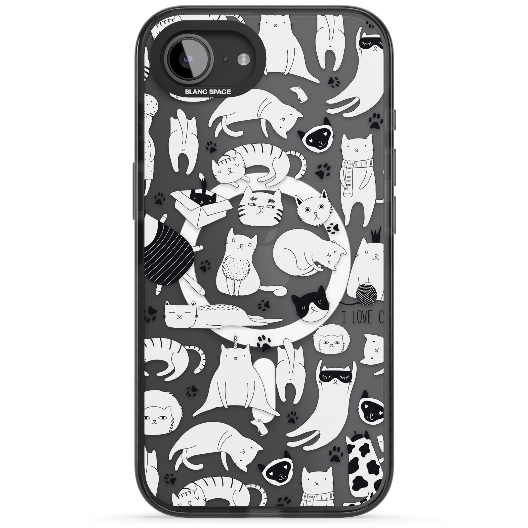 Cartoon Cat Collage Black & White