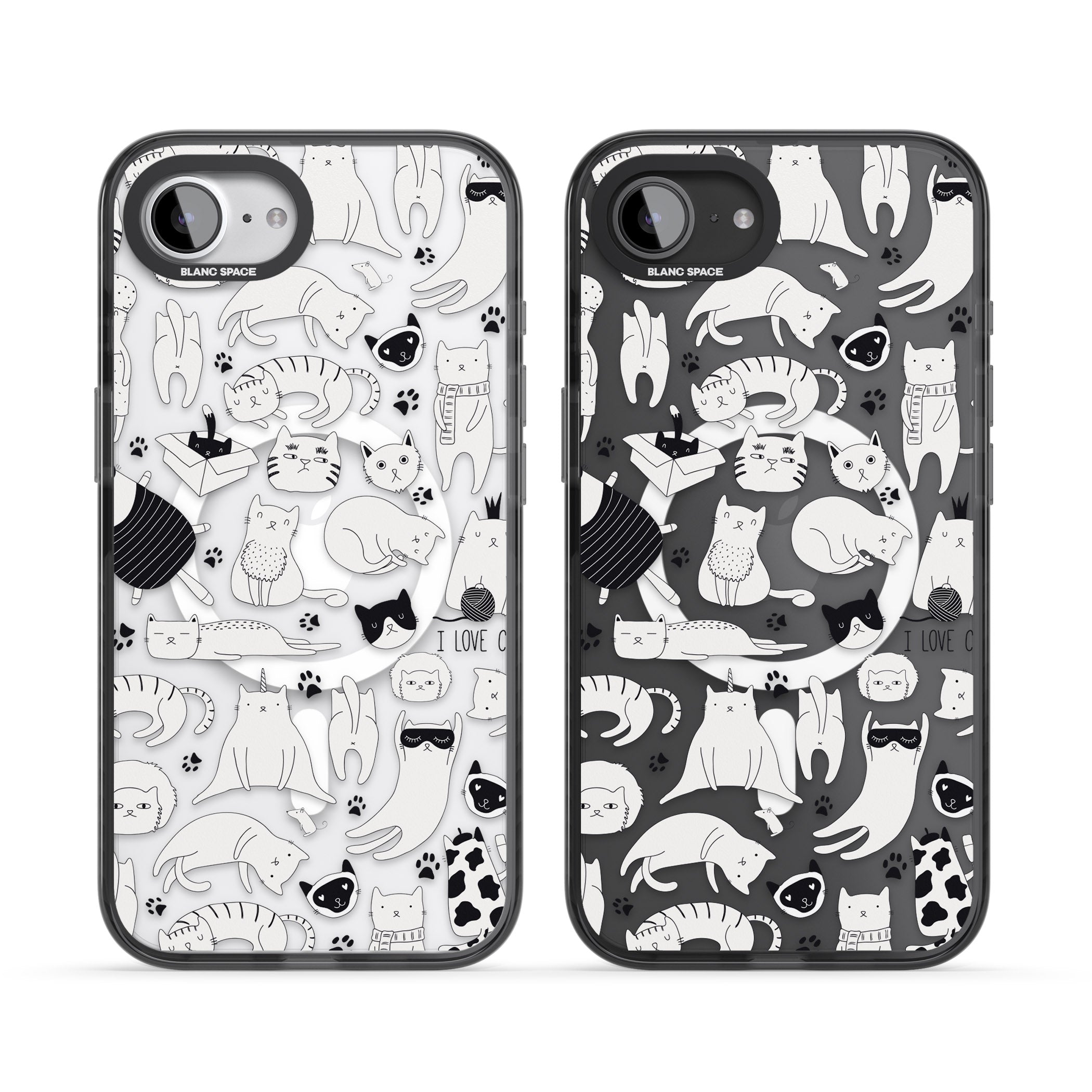 Cartoon Cat Collage Black & White