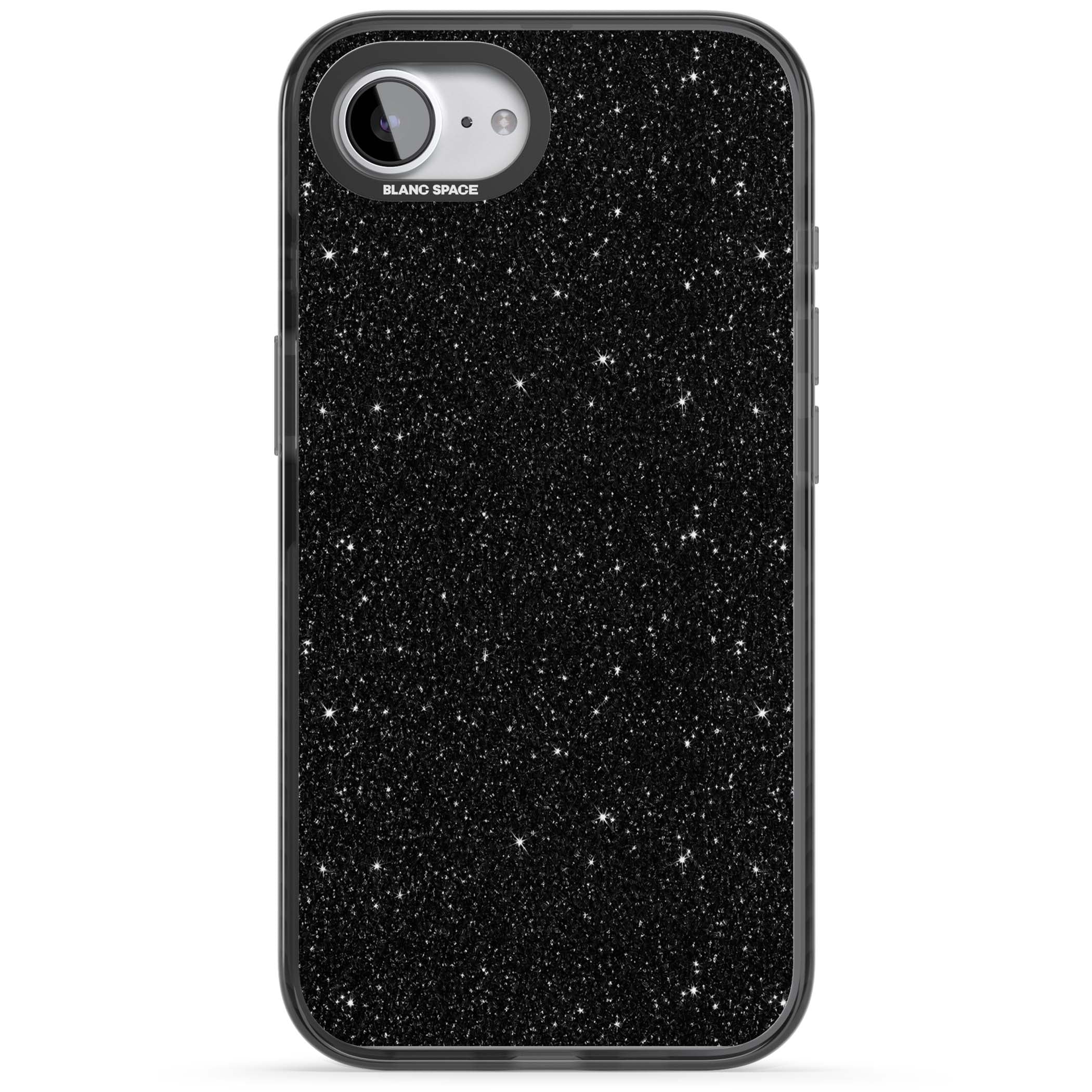 Black Glitter black glitter iPhone case featuring an all-over sparkly shimmer pattern on a jet black base | Black Impact Magsafe case for iPhone 16e, iPhone 17e