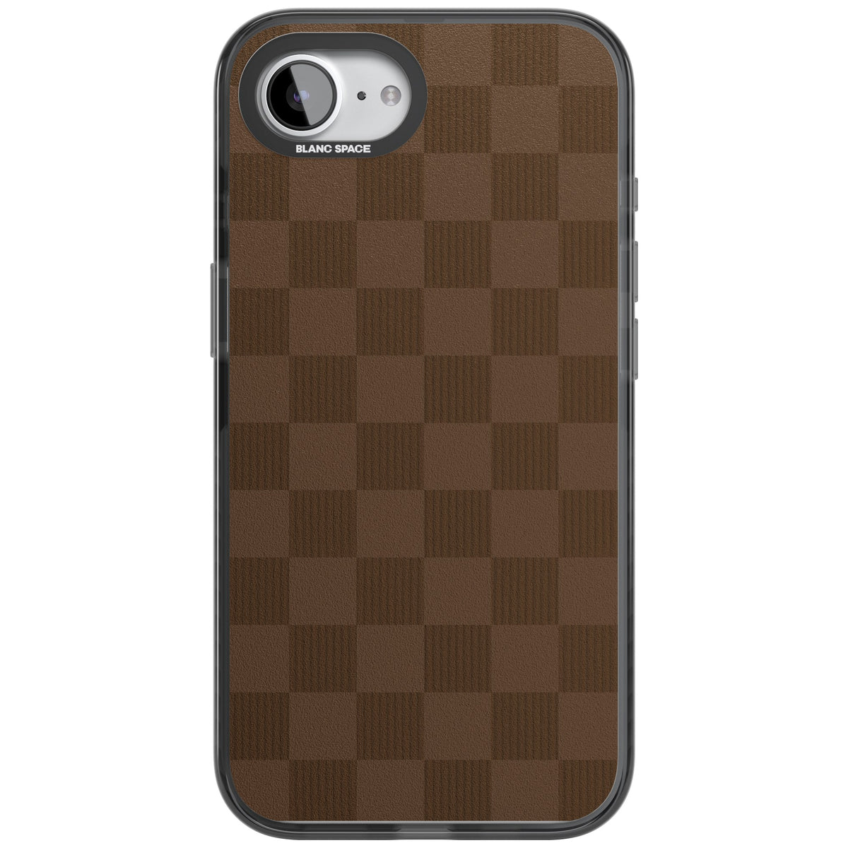 Chocolate Checkered iPhone 16e / iPhone 17e Impact Black Phone Case front