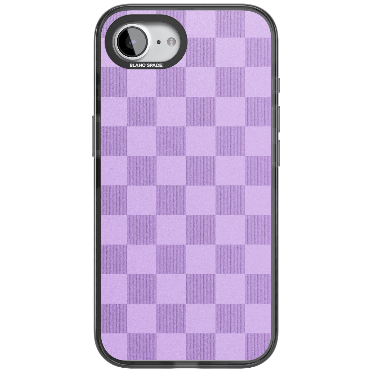 Lilac Checkered iPhone 16e / iPhone 17e Impact Black Phone Case front