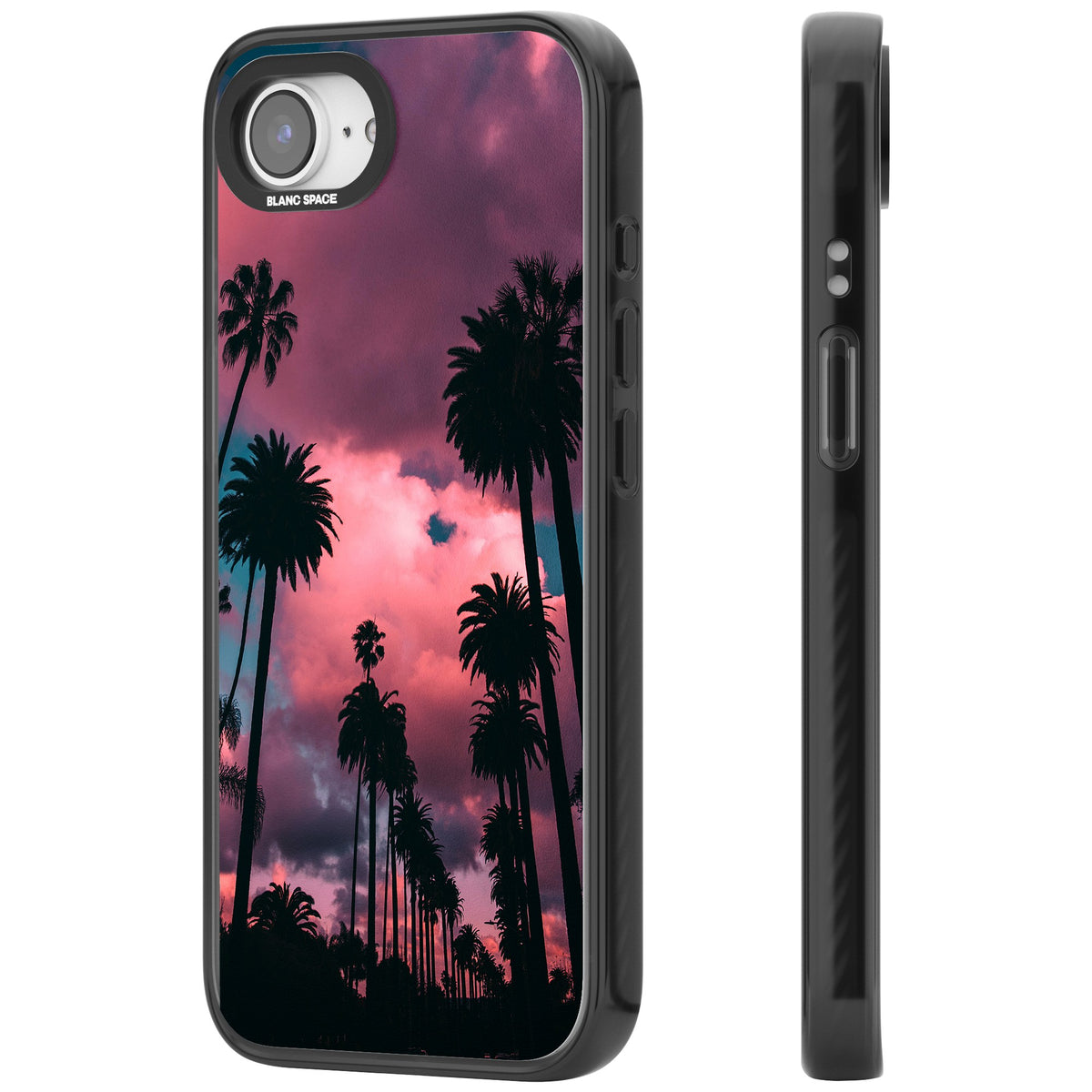 Sunset Palms iPhone 16e / iPhone 17e Impact Black Phone Case side