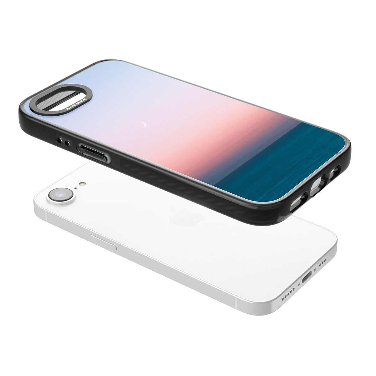 Twilight Horizon iPhone 16e / iPhone 17e Impact Black Phone Case angled