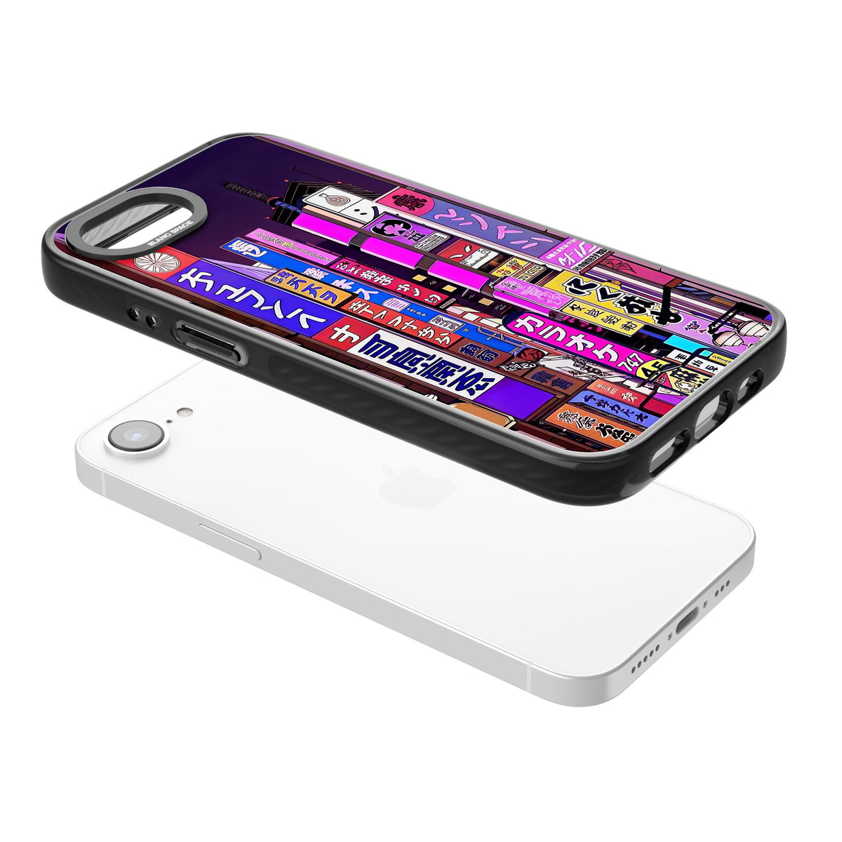 NEON NIGHT iPhone 16e / iPhone 17e Impact Black Phone Case angled
