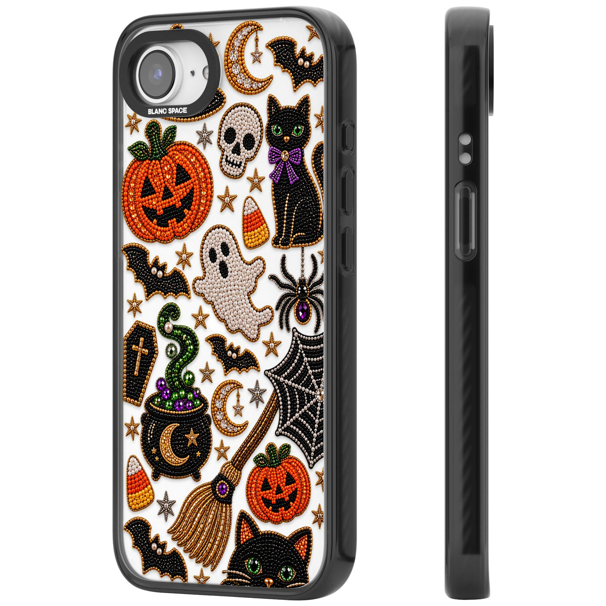 Beaded Halloween iPhone 16e / iPhone 17e Impact Black Phone Case side