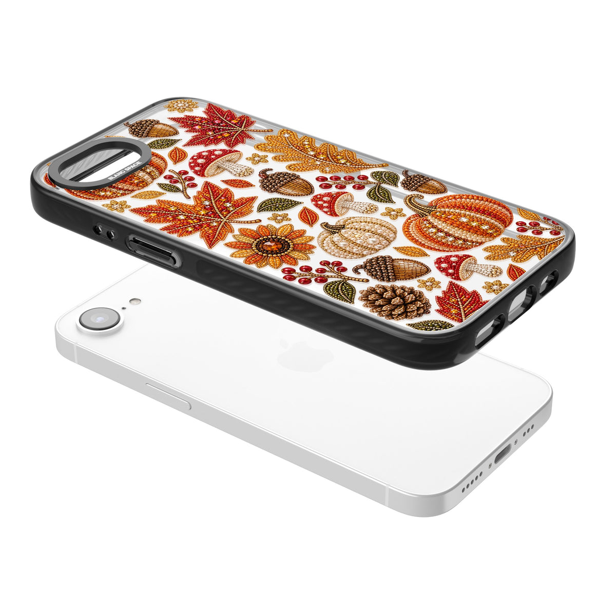 Beaded Autumn iPhone 16e / iPhone 17e Impact Black Phone Case angled