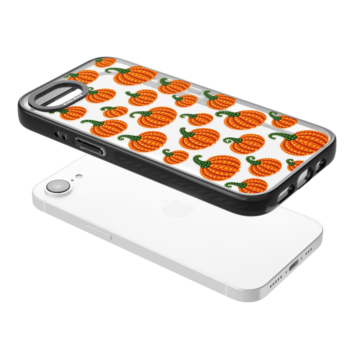 Beaded Pumpkins iPhone 16e / iPhone 17e Impact Black Phone Case angled