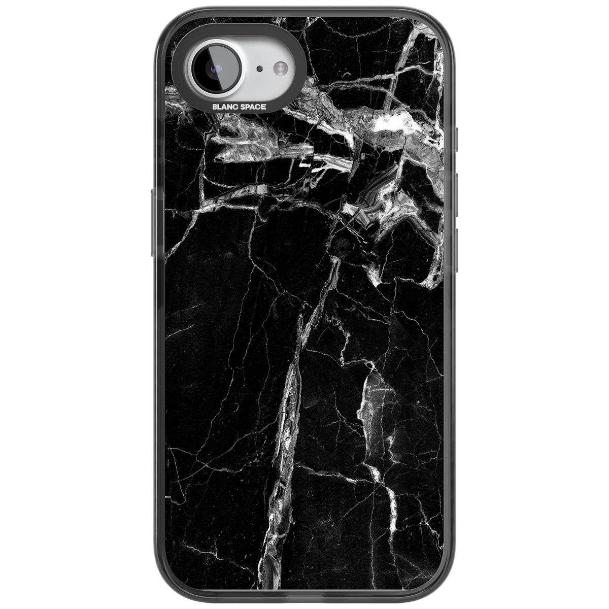 Black Onyx Marble iPhone 16e / iPhone 17e Impact Black Phone Case front