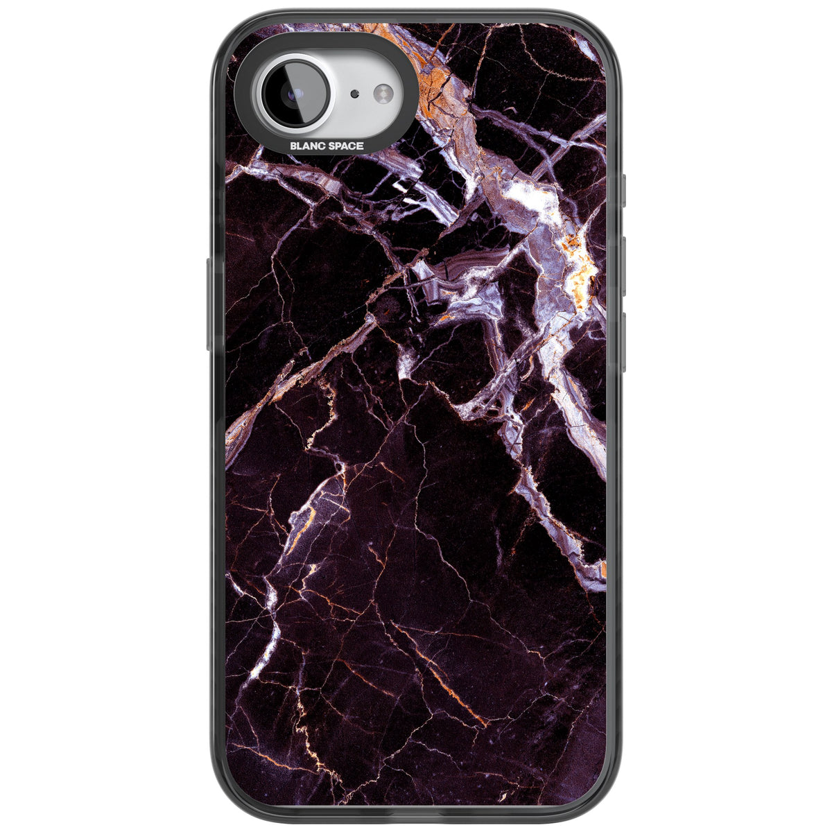 Violet Shatter Marble iPhone 16e / iPhone 17e Impact Black Phone Case front