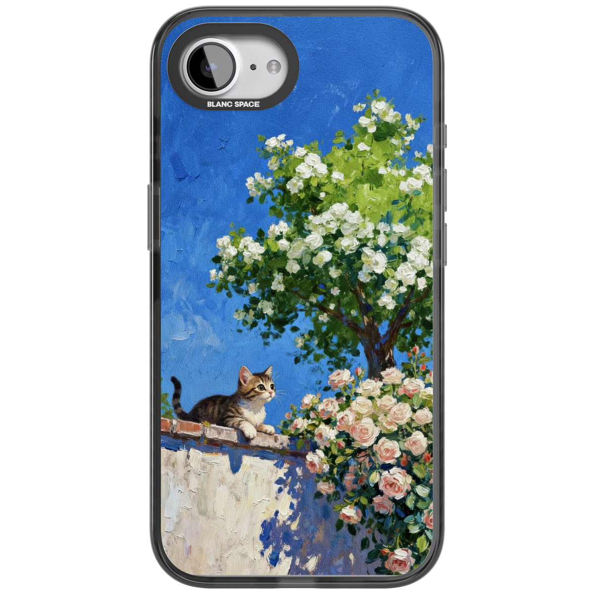Kitten in Blooming Garden iPhone 16e / iPhone 17e Impact Black Phone Case front
