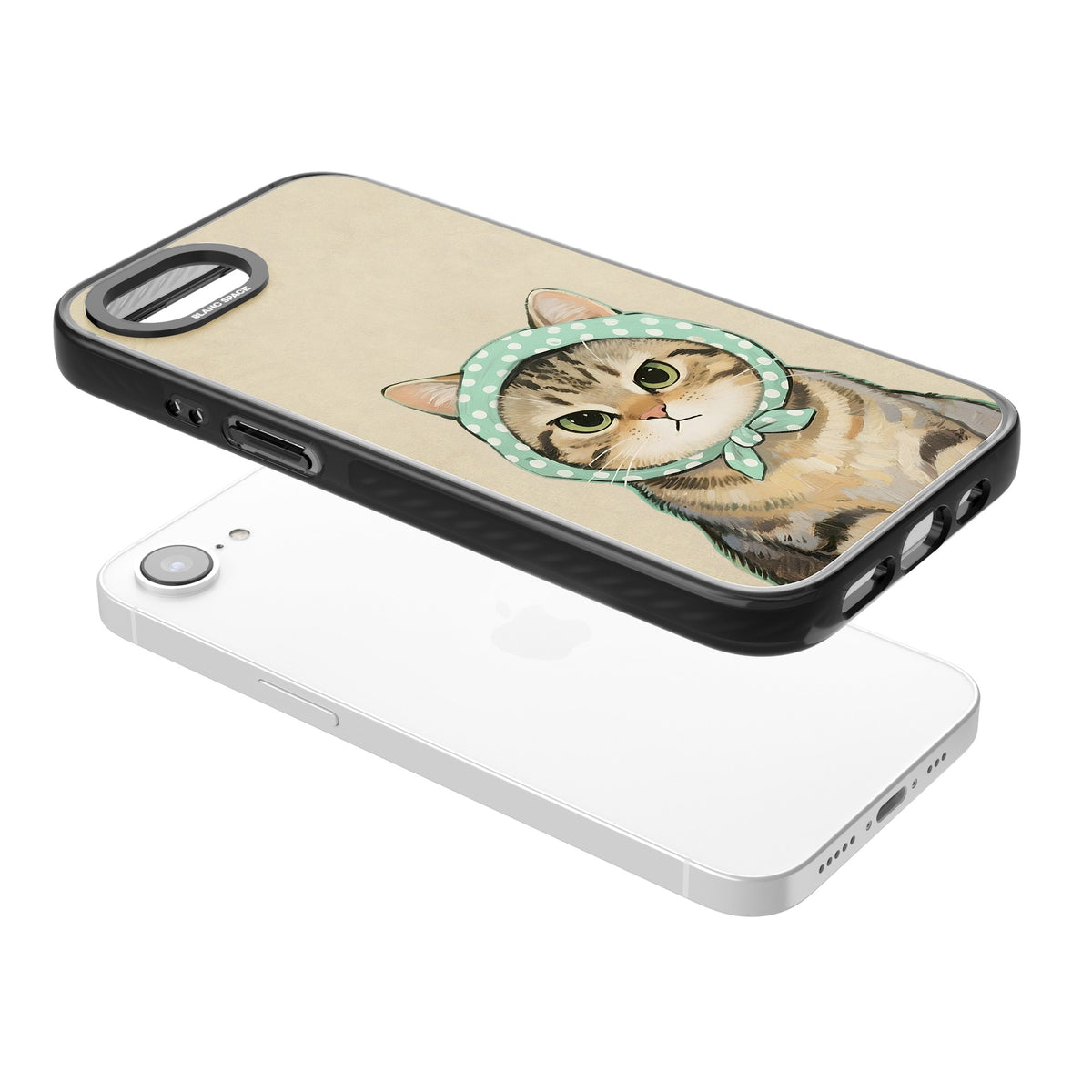 Cat Losing Patience iPhone 16e / iPhone 17e Impact Black Phone Case angled