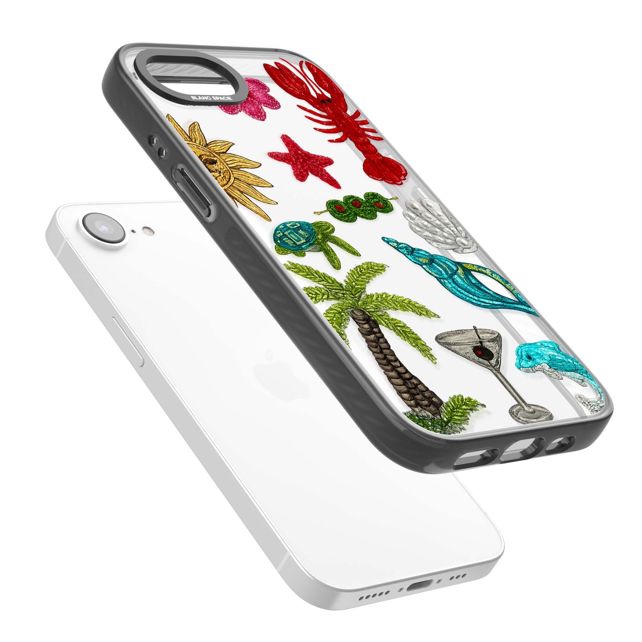 Painted Coastal Pattern coastal iPhone case | Black Impact case for iPhone 16e, iPhone 17e