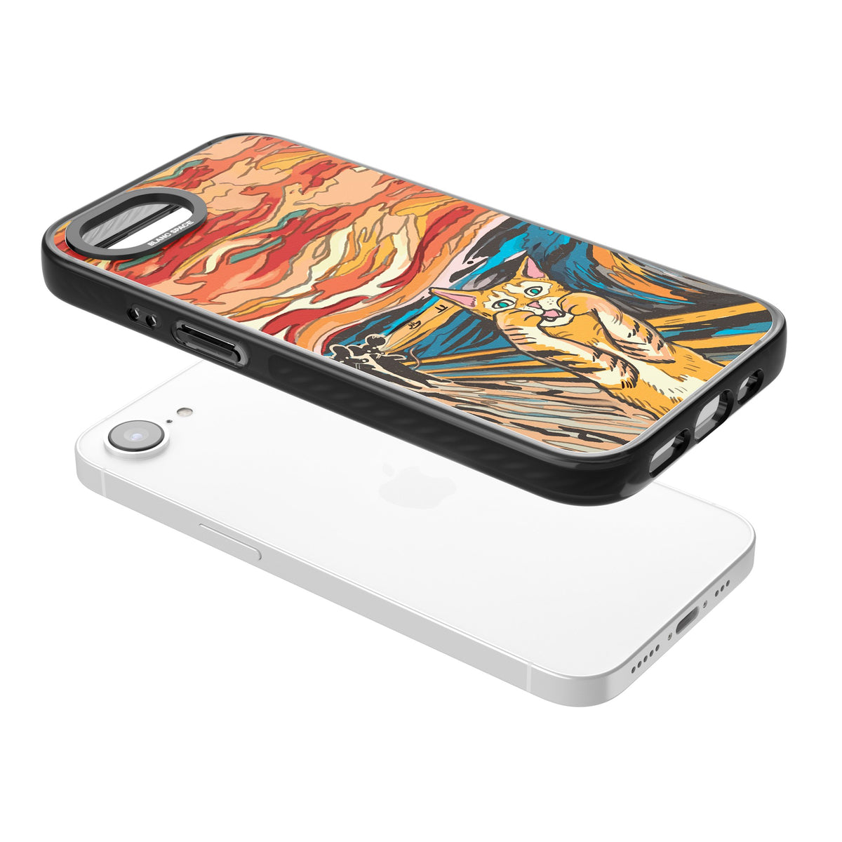The Meow iPhone 16e / iPhone 17e Impact Black Phone Case angled