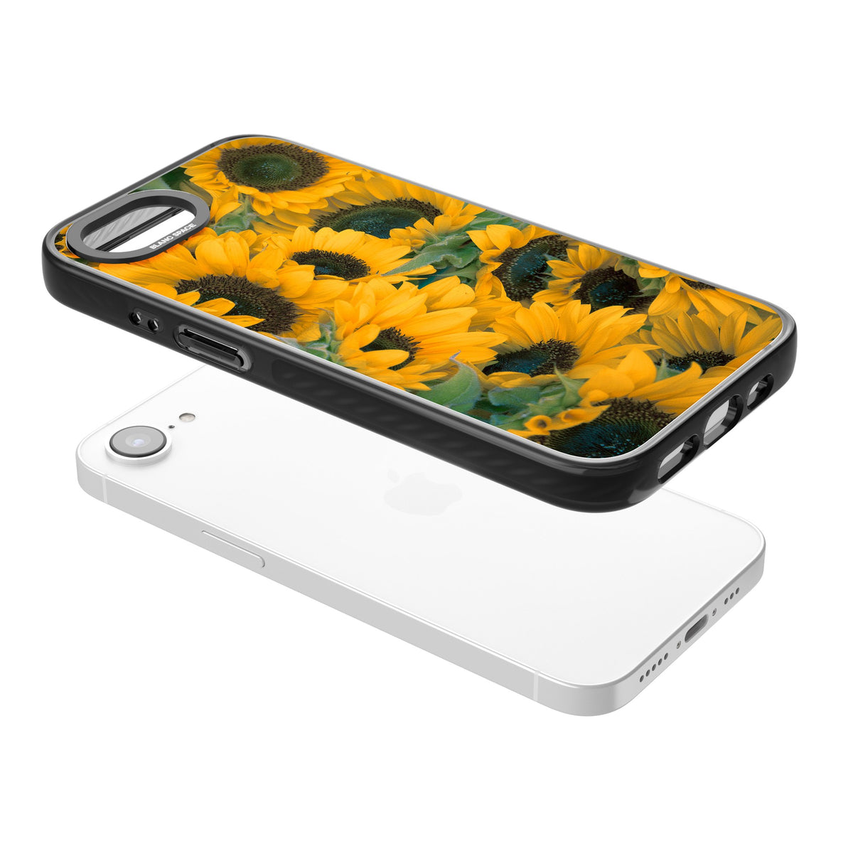 Sunflower Fields iPhone 16e / iPhone 17e Impact Black Phone Case angled