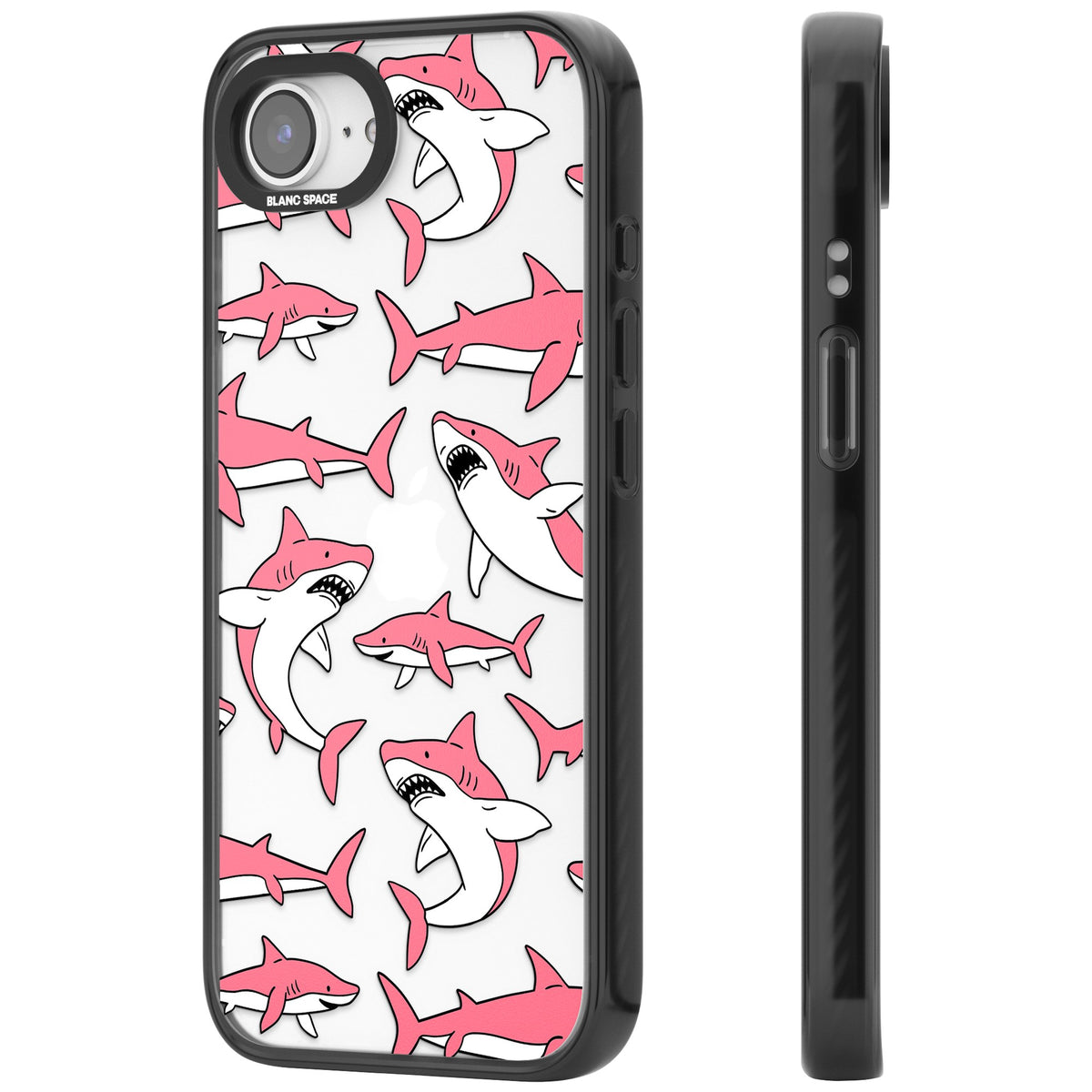 Bubblegum Sharks iPhone 16e / iPhone 17e Impact Black Phone Case side