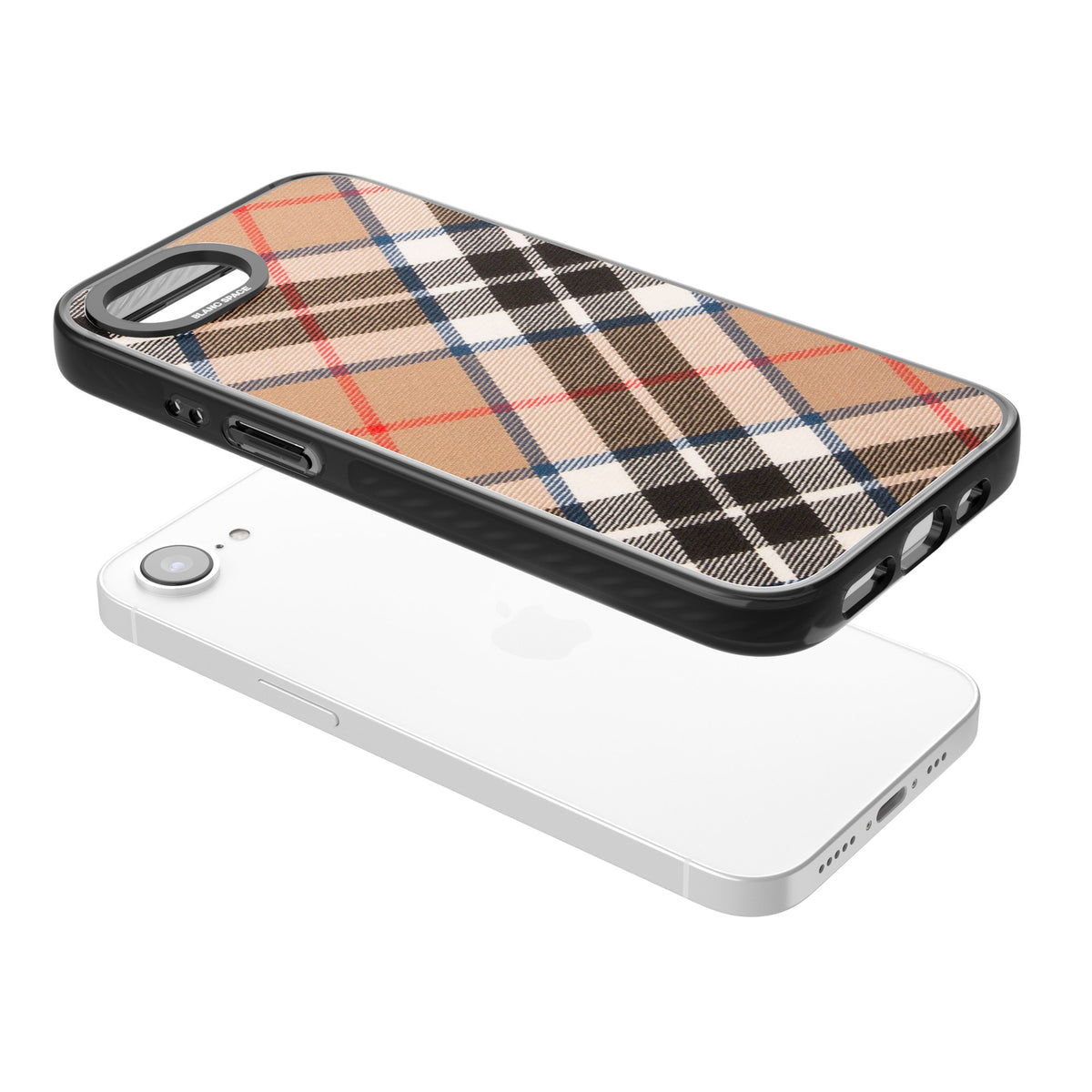 Haymarket Check iPhone 16e / iPhone 17e Impact Black Phone Case angled