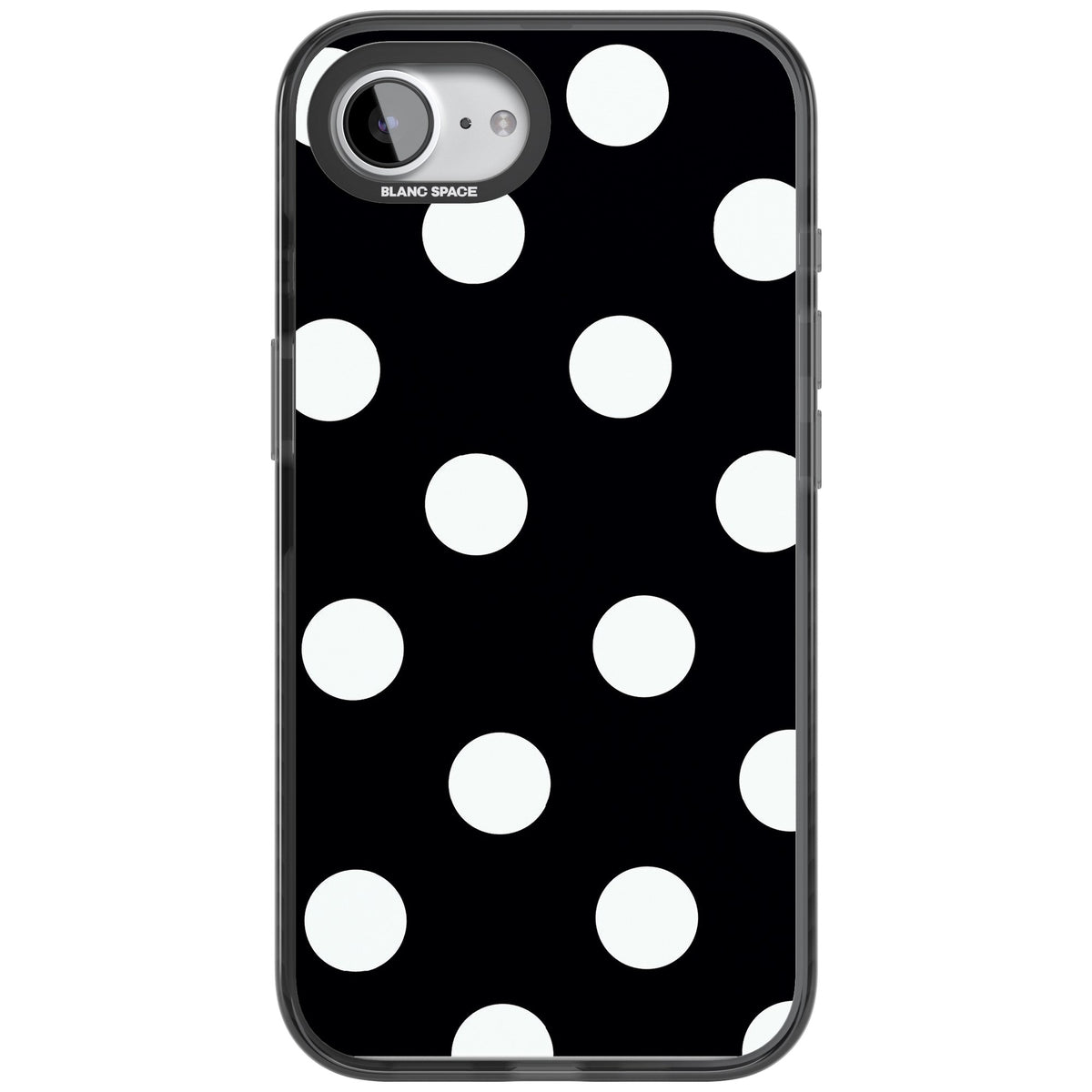 Chic Black Polka Dot iPhone 16e / iPhone 17e Impact Black Phone Case front