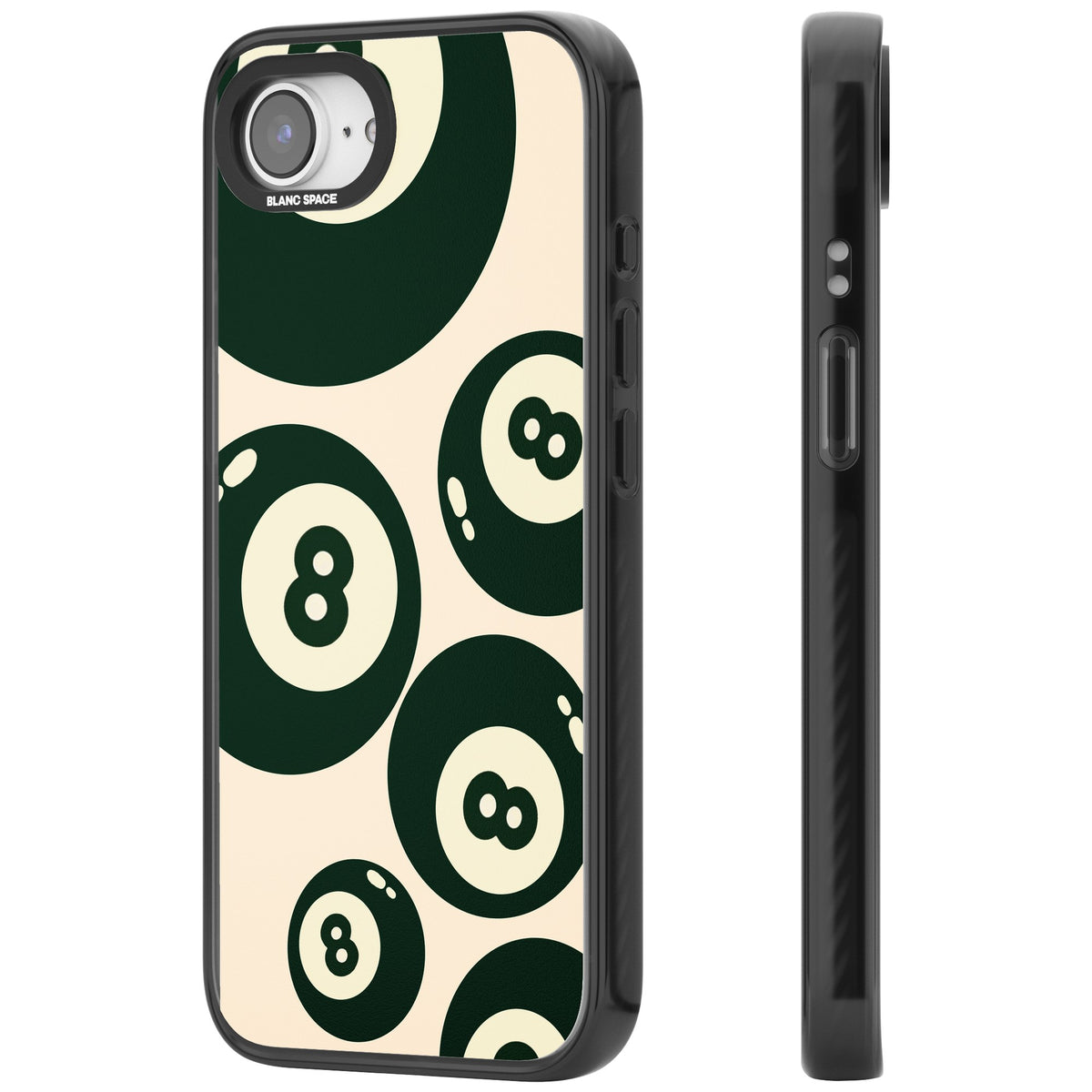 Green Eight Balls iPhone 16e / iPhone 17e Impact Black Phone Case side