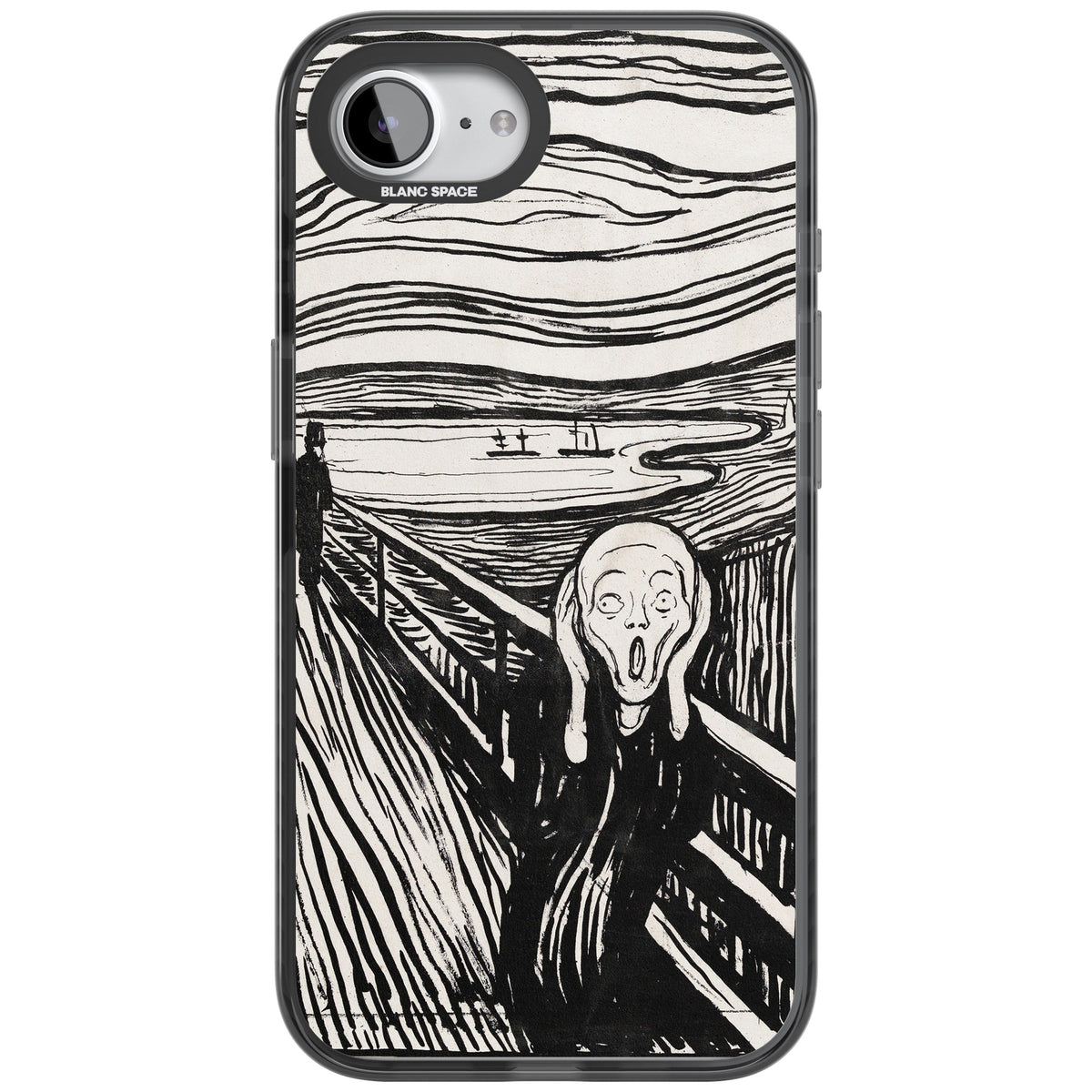The Scream (Black & White) iPhone 16e / iPhone 17e Impact Black Phone Case front