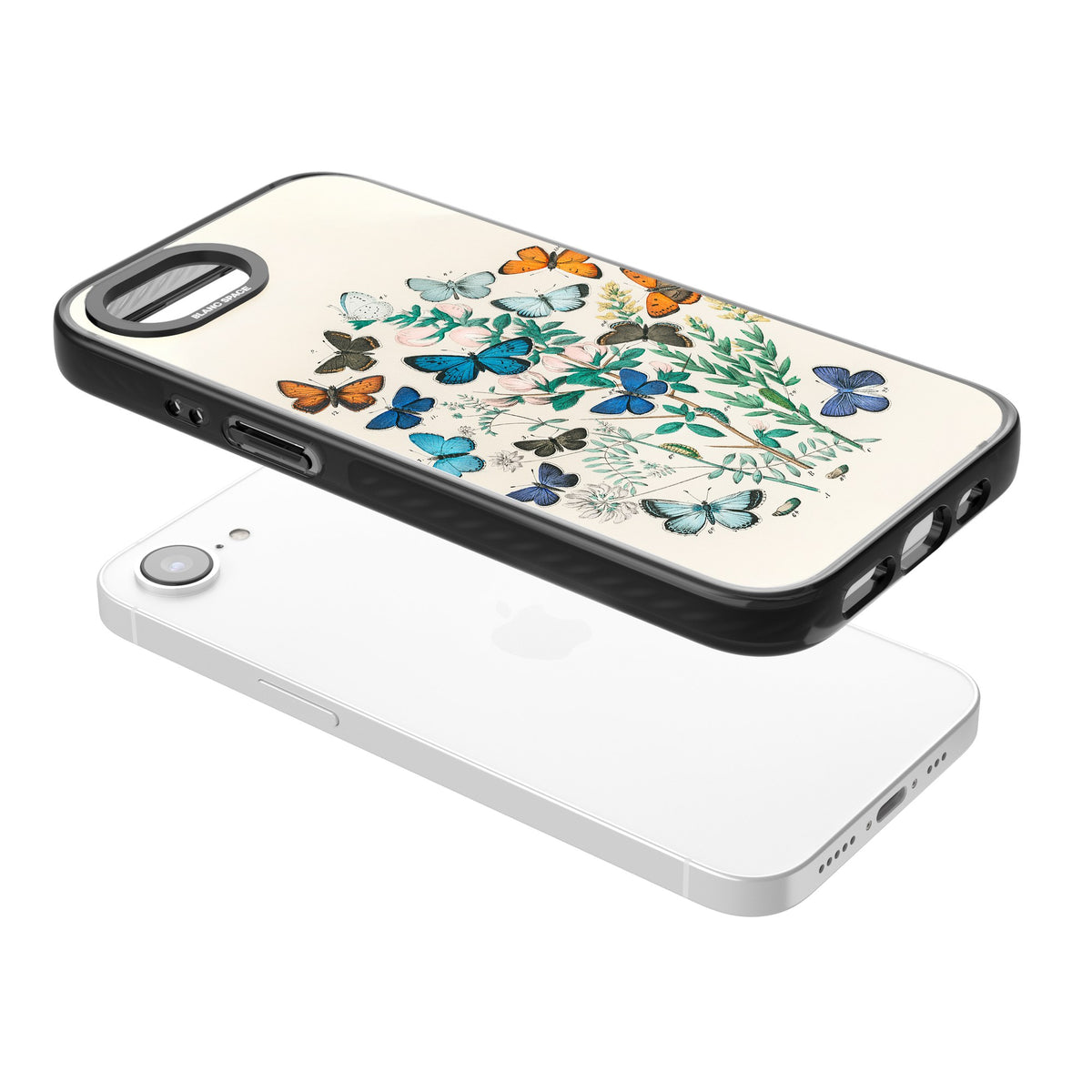 European Butterflies iPhone 16e / iPhone 17e Impact Black Phone Case angled