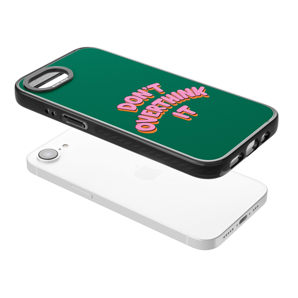 Don't Overthink It iPhone 16e / iPhone 17e Impact Black Phone Case angled