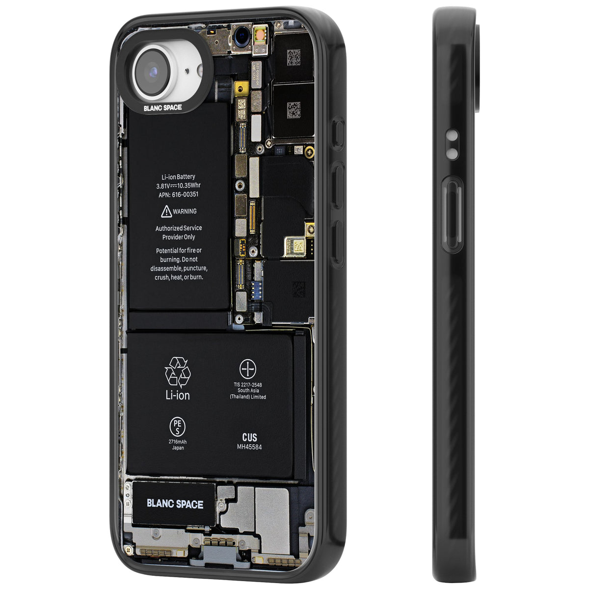 Circuit Board iPhone 16e / iPhone 17e Impact Black Phone Case side