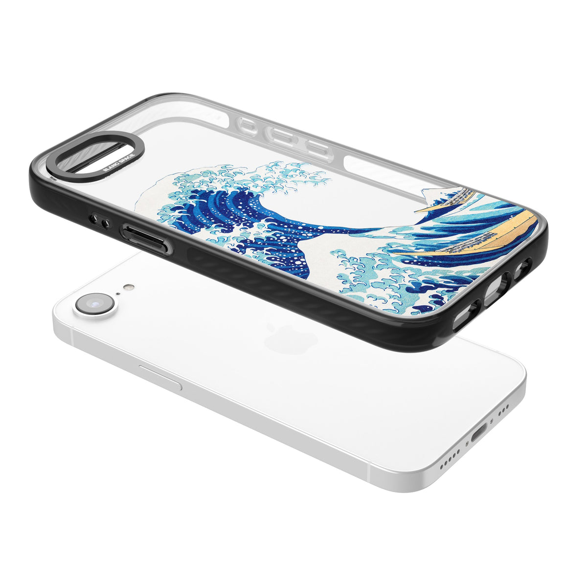 The Great Wave Of Kanagawa iPhone 16e / iPhone 17e Impact Black Phone Case angled
