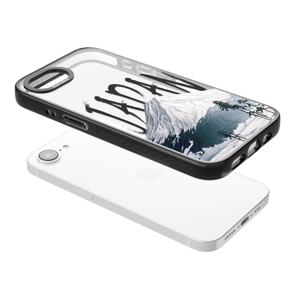 Mount Fuji Cutout iPhone 16e / iPhone 17e Impact Black Phone Case angled