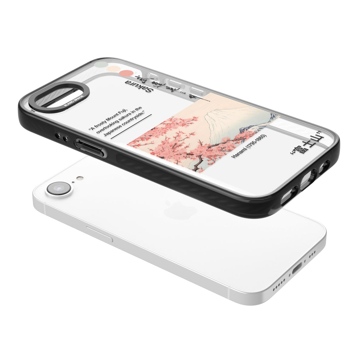 Hanami iPhone 16e / iPhone 17e Impact Black Phone Case angled