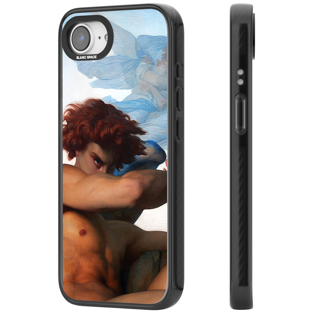 The Fallen Angel iPhone 16e / iPhone 17e Impact Black Phone Case side