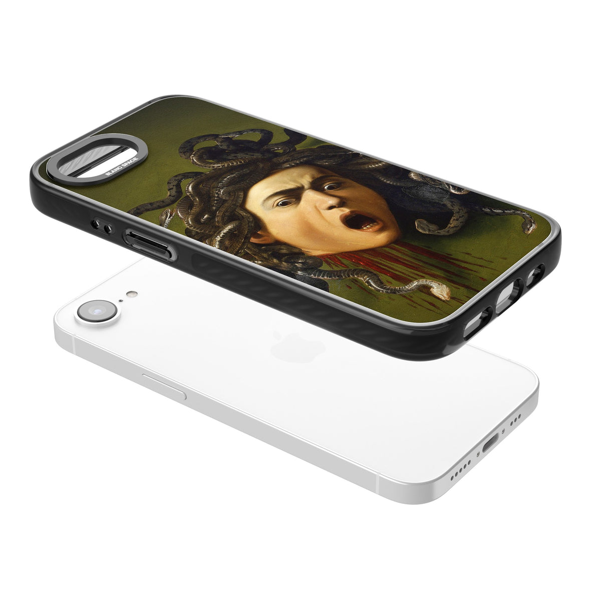 Head of Medusa iPhone 16e / iPhone 17e Impact Black Phone Case angled