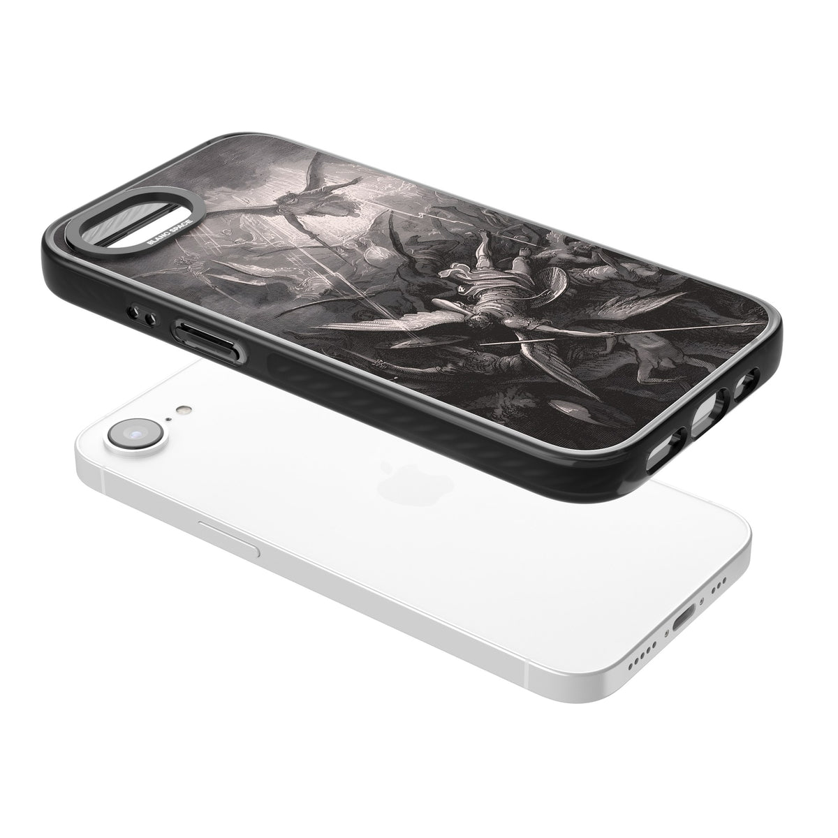 Paradise Lost iPhone 16e / iPhone 17e Impact Black Phone Case angled