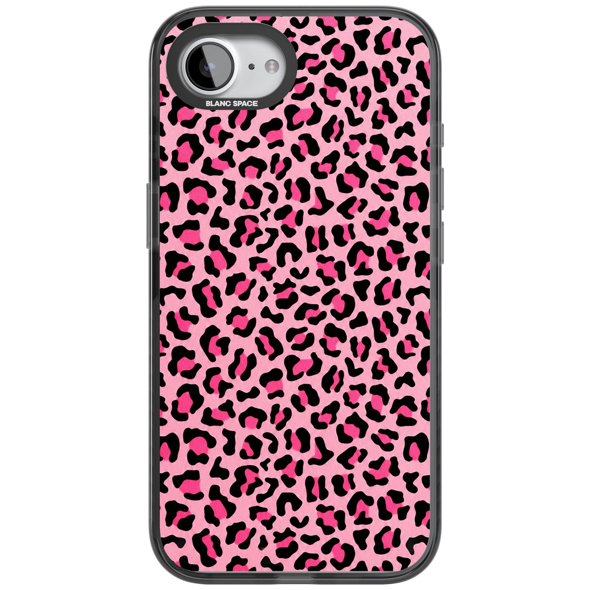 Pink Leopard iPhone 16e / iPhone 17e Impact Black Phone Case front