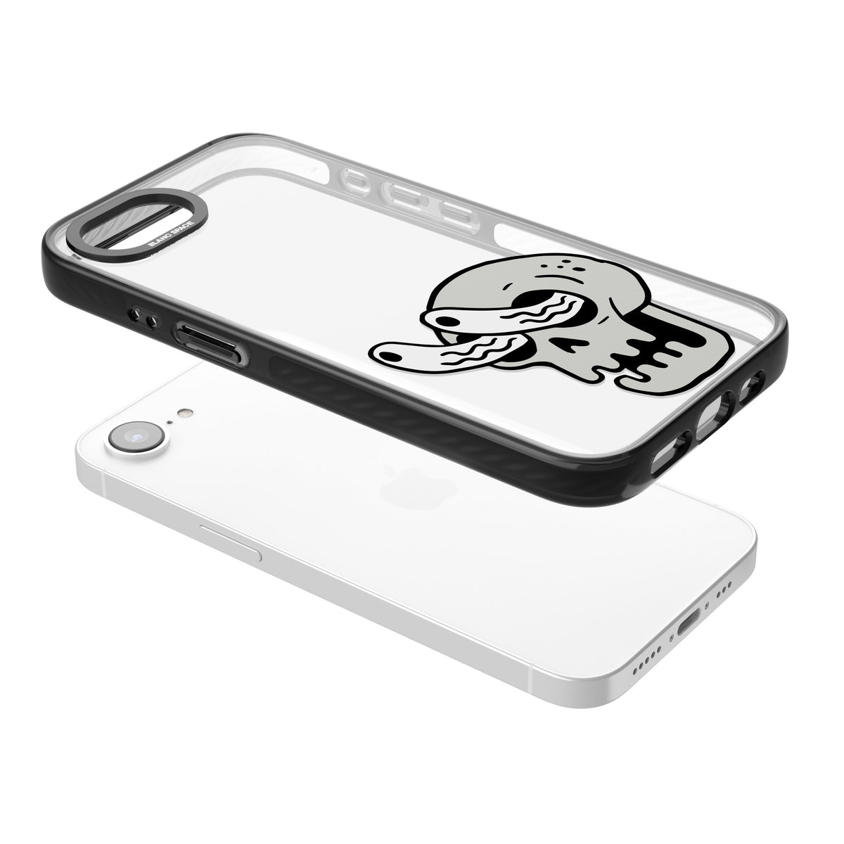 Skull Eyes iPhone 16e / iPhone 17e Impact Black Phone Case angled
