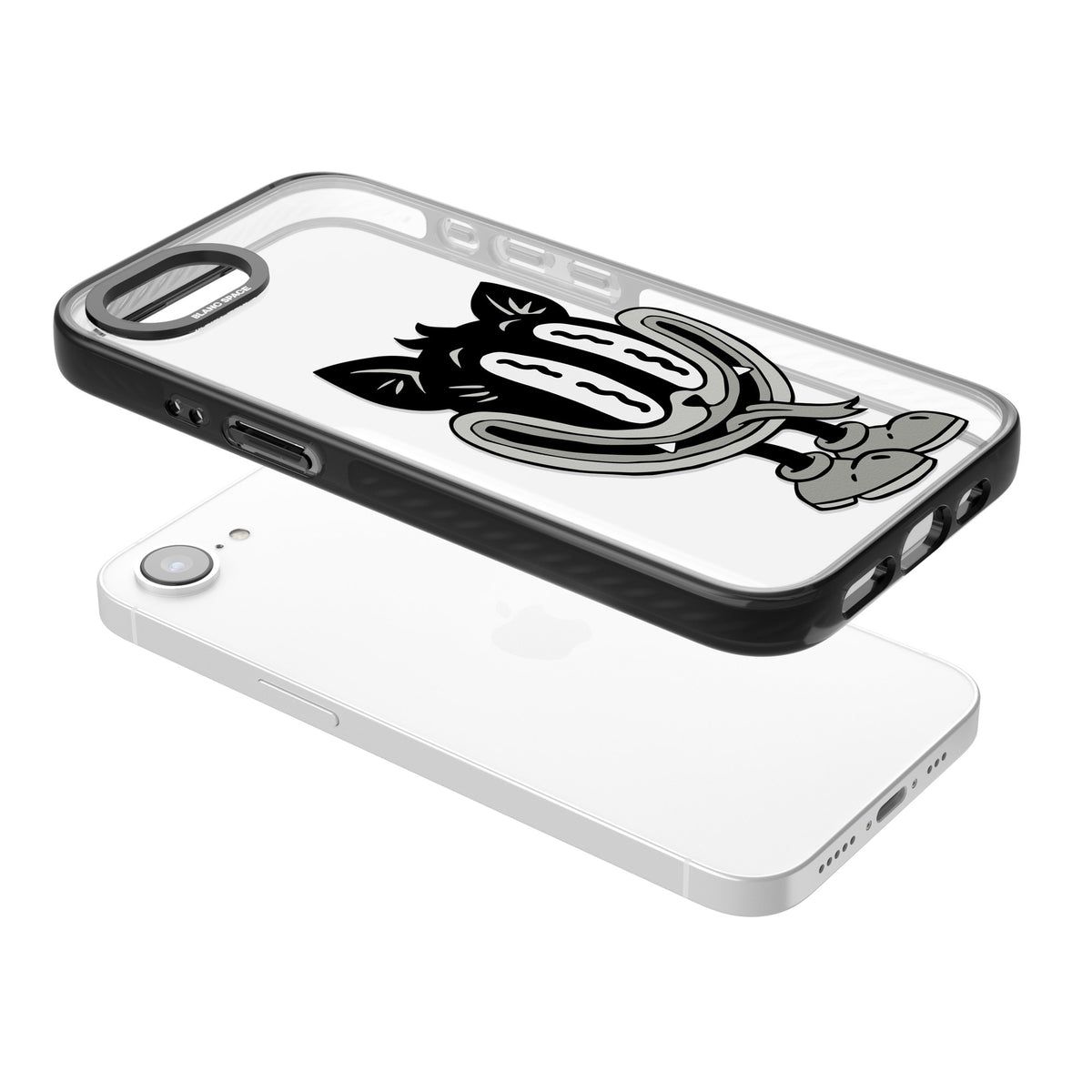 Whisker Noir iPhone 16e / iPhone 17e Impact Black Phone Case angled
